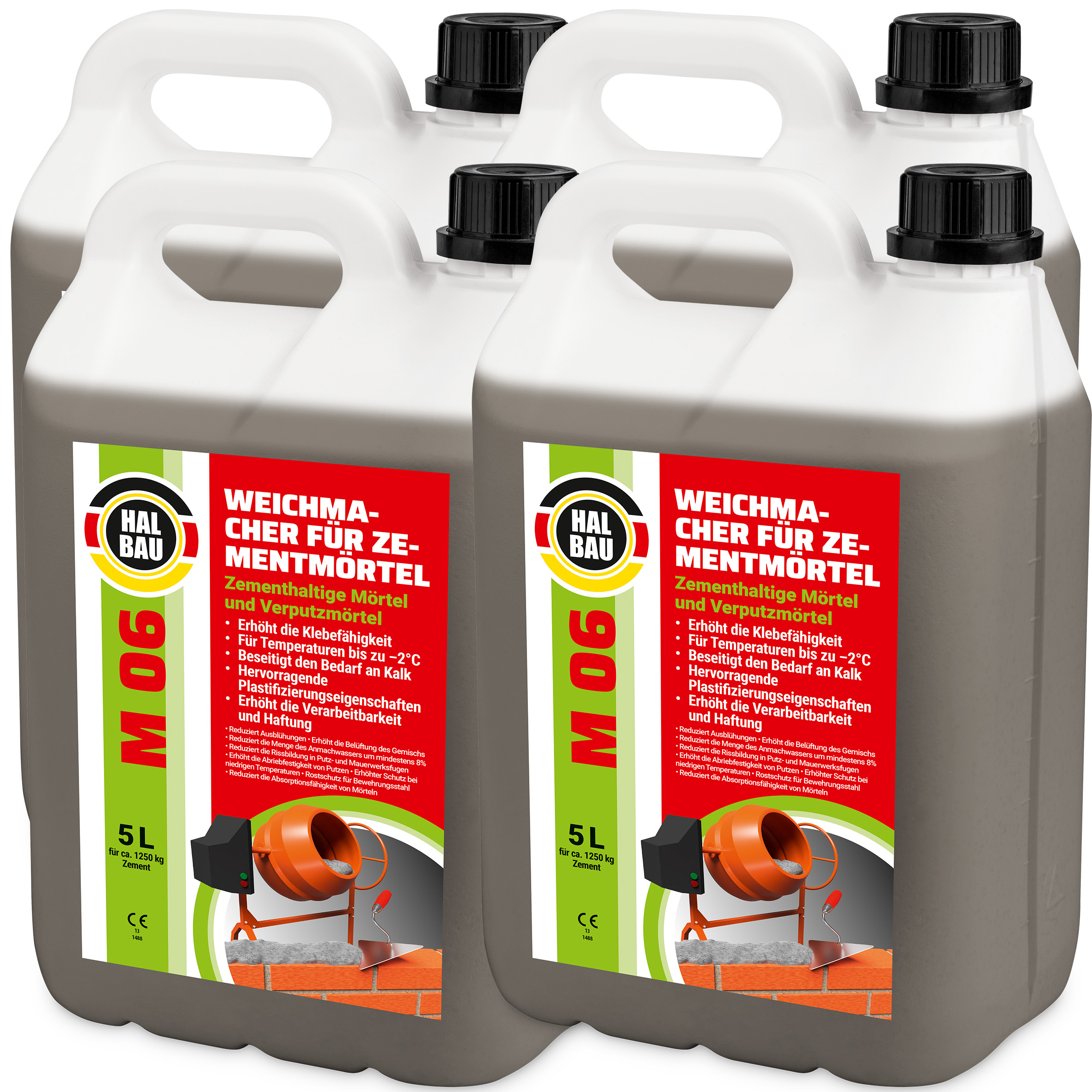 Plastyfikator do zapraw budowlanych 20L Zastępuje wapno w zaprawach murarskich i tynkarskich Dla temperatur do -2°C HALBAU M06