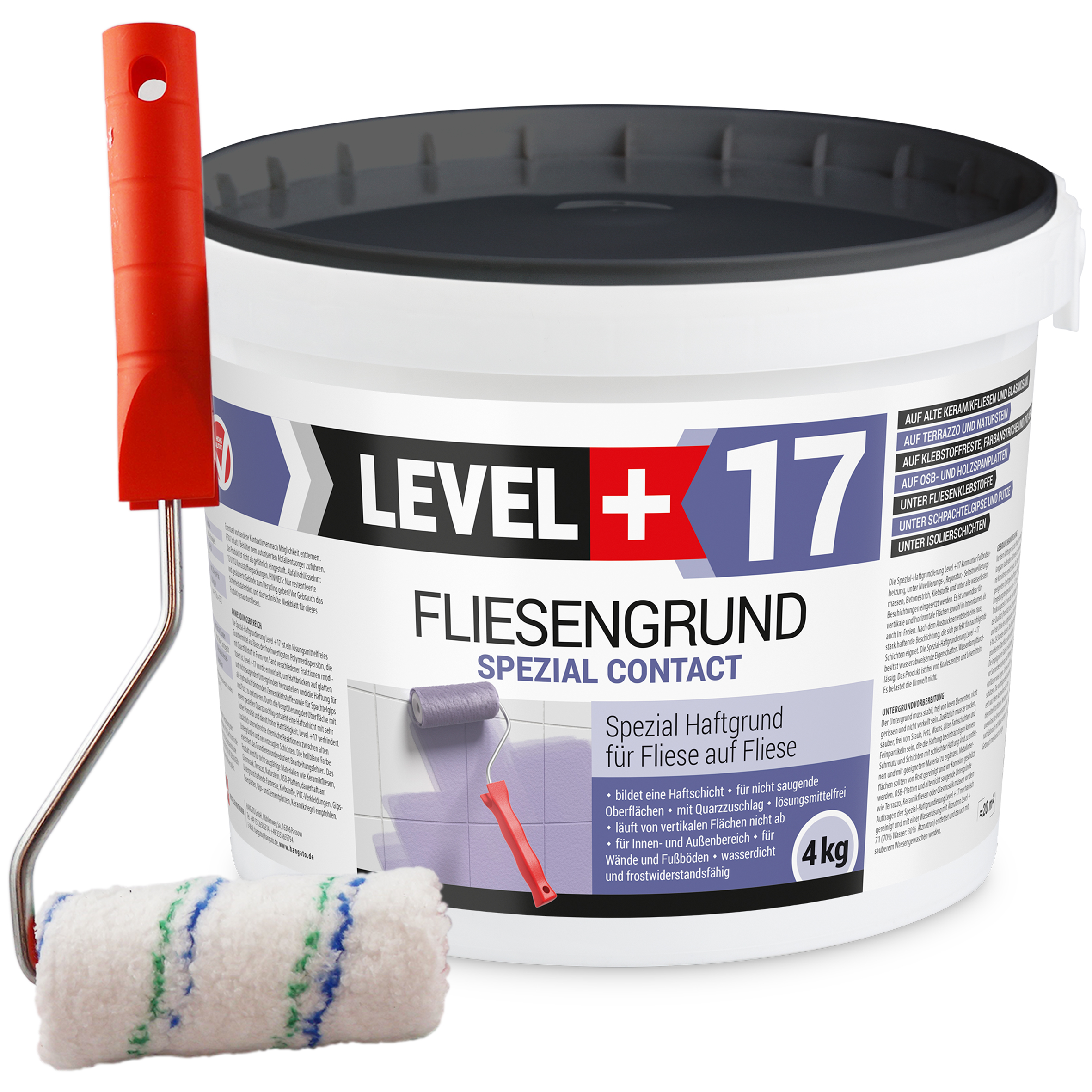 Zestaw Wałek Malarski 10cm + Grunt na płytki ceramiczne 4kg płytka na płytkę OSB FLIESENGRUND L+17