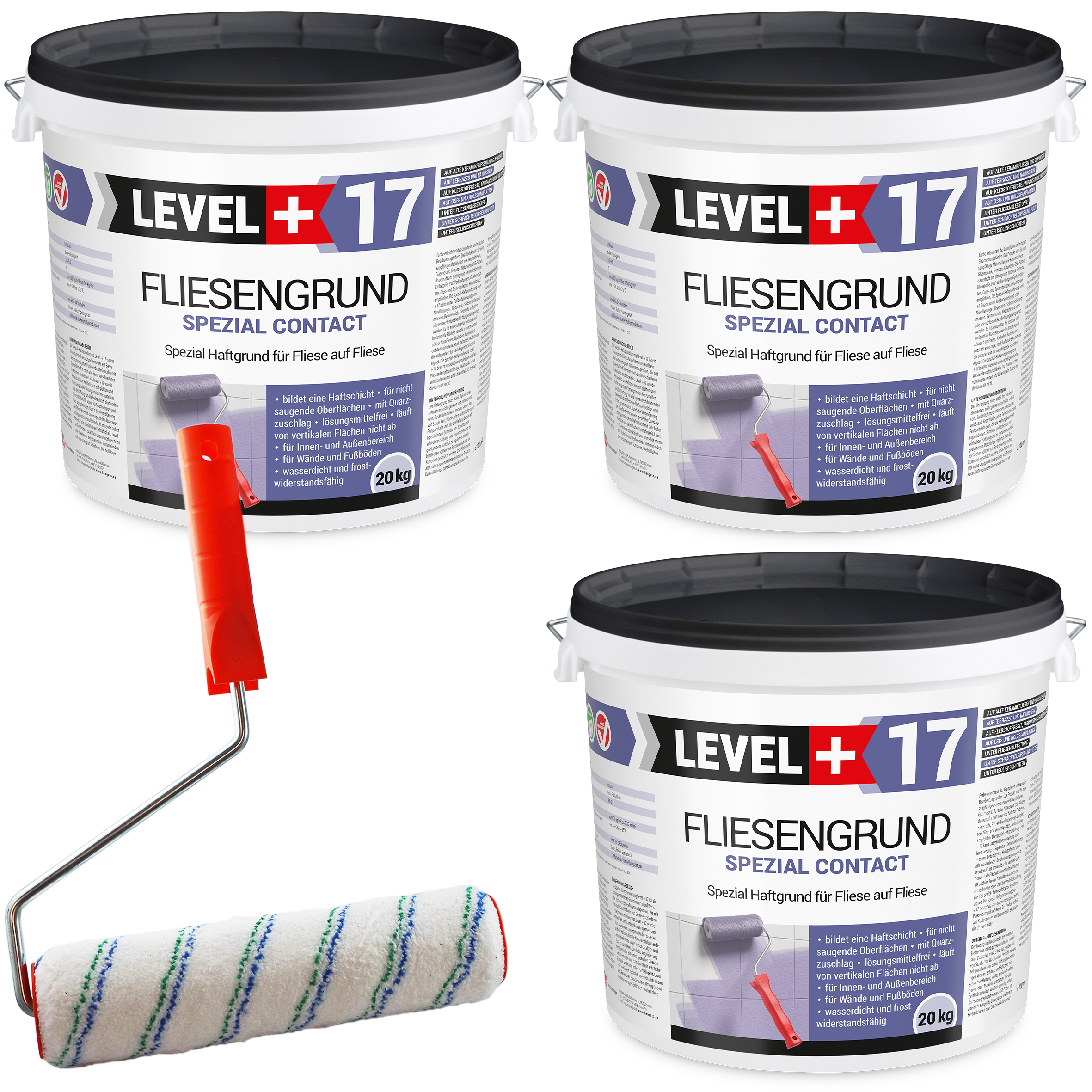 Zestaw Wałek Malarski 25cm + Grunt na płytki ceramiczne 60kg płytka na płytkę OSB FLIESENGRUND L+17