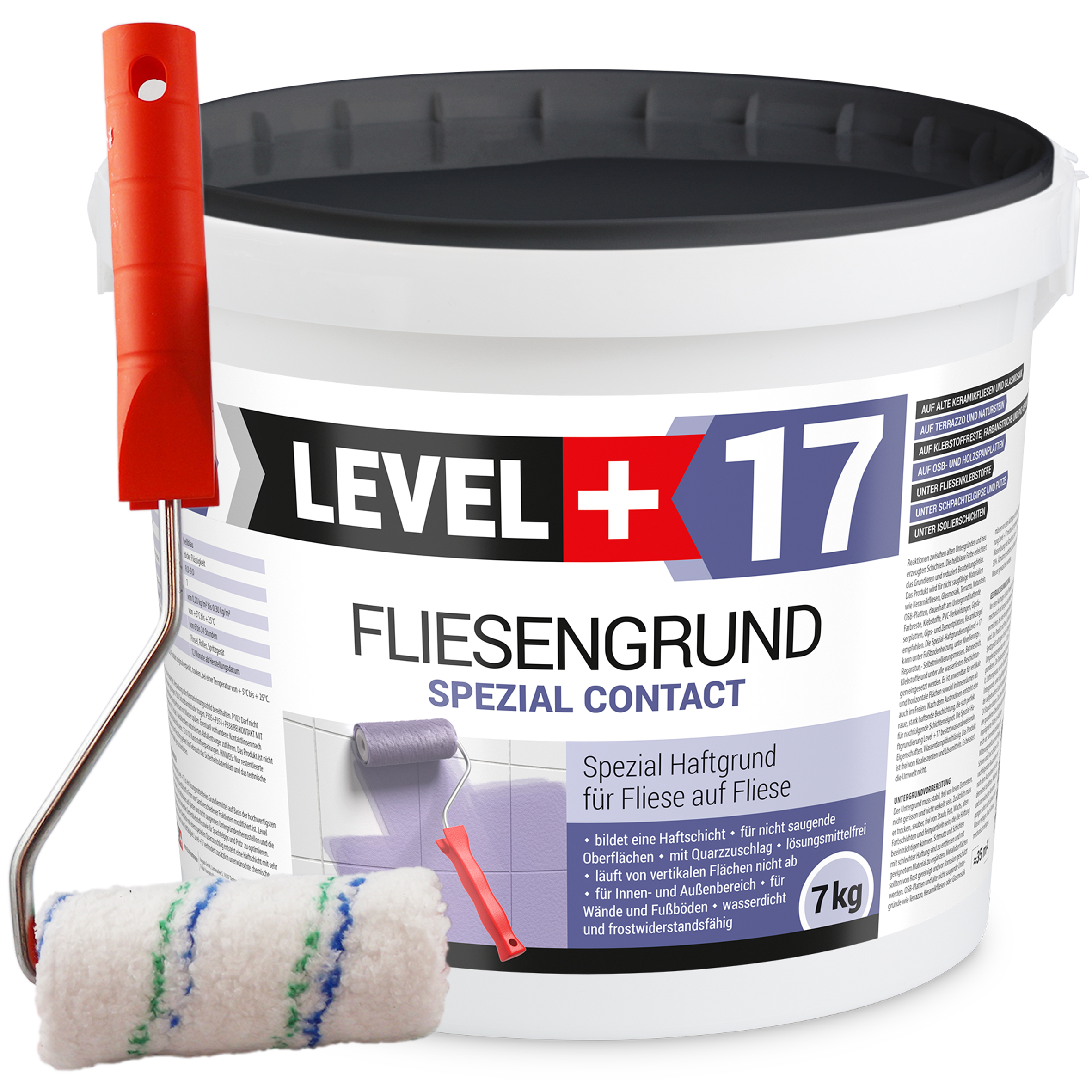 Zestaw Wałek Malarski 10cm + Grunt na płytki ceramiczne 7kg płytka na płytkę OSB FLIESENGRUND L+17