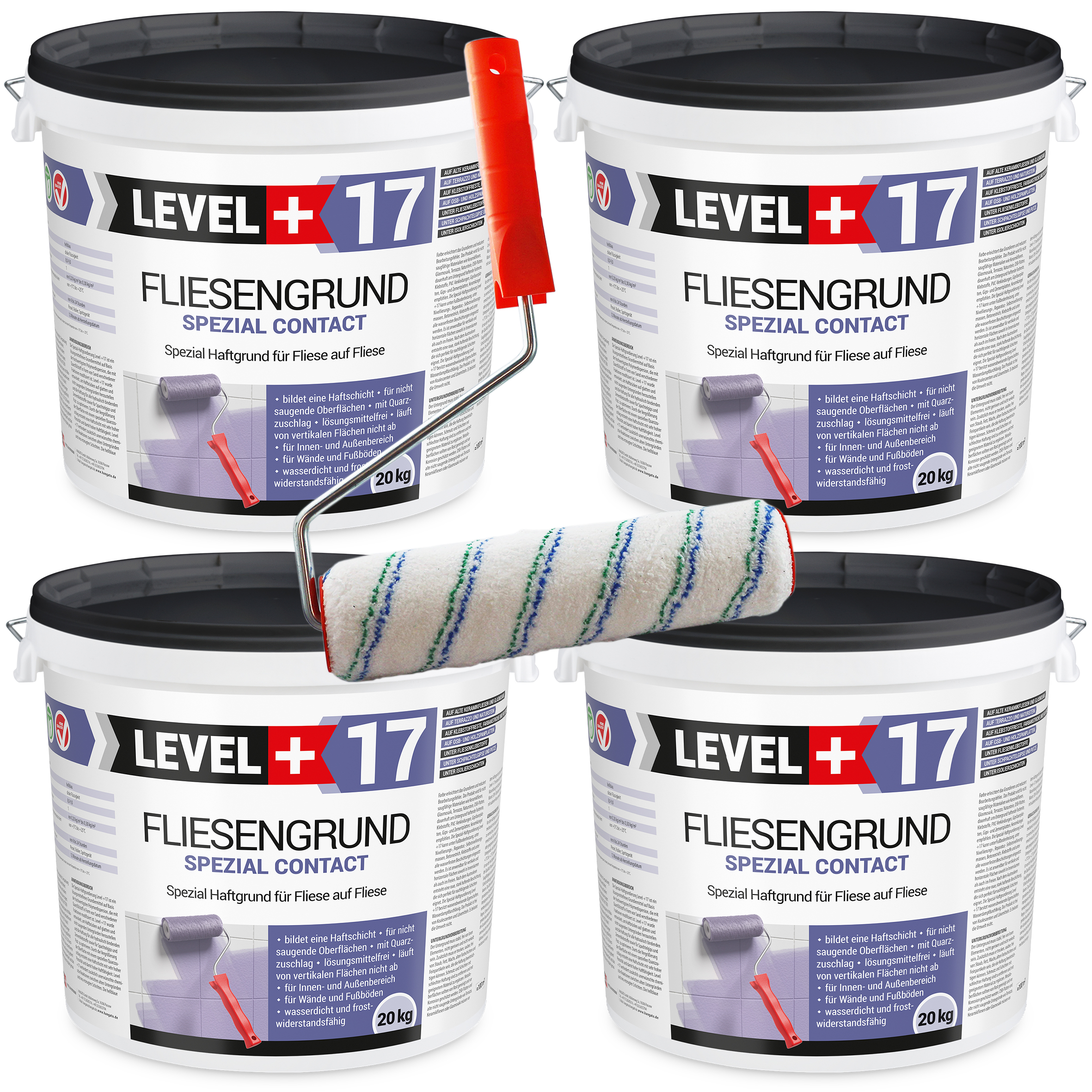 Zestaw Wałek Malarski 25cm + Grunt na płytki ceramiczne 80kg płytka na płytkę OSB FLIESENGRUND L+17