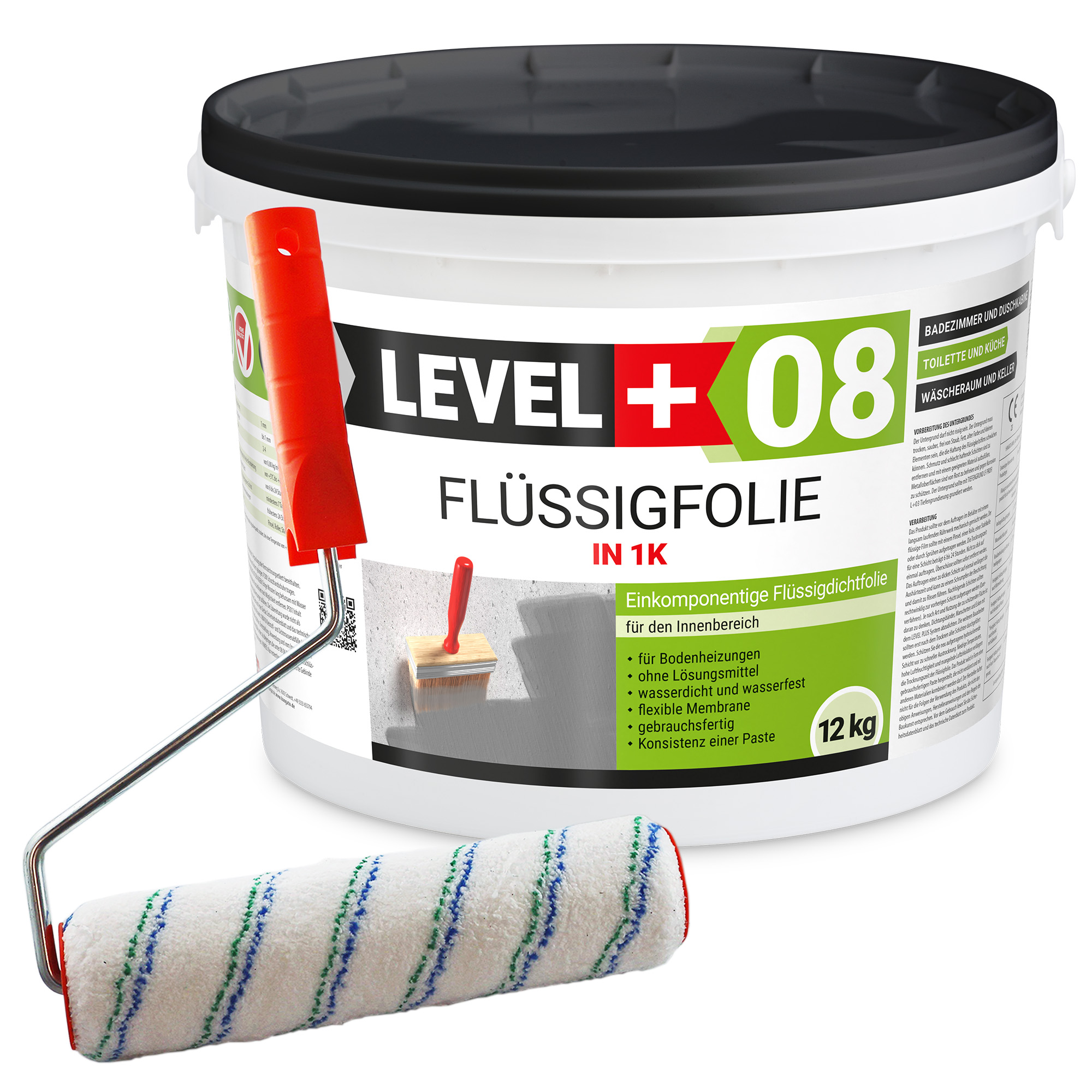 Zestaw Wałek Malarski 25cm + Folia w płynie elastyczna do wewnątrz Hydroizolacja 12Kg L+08