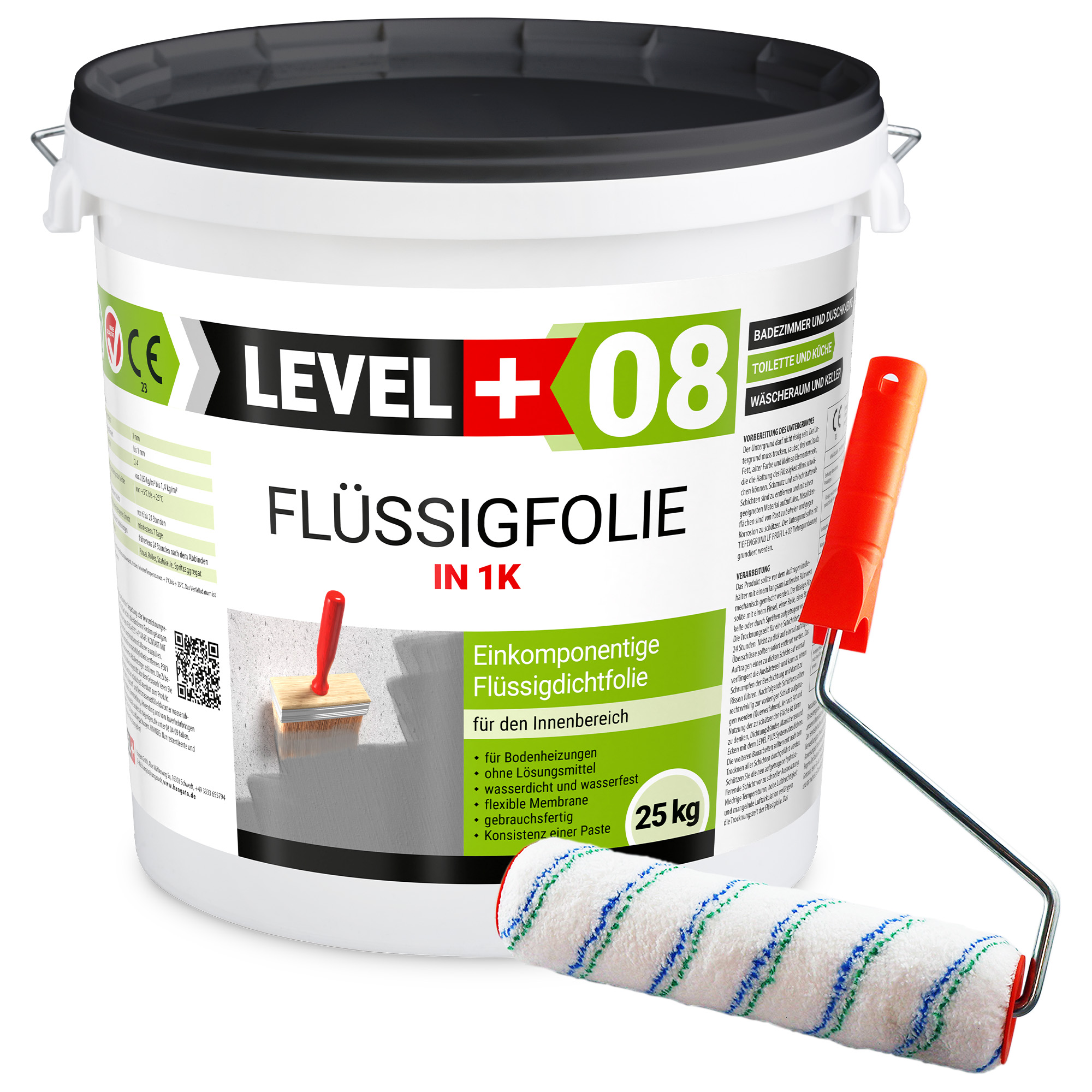 Zestaw Wałek Malarski 25cm + Folia w płynie elastyczna do wewnątrz Hydroizolacja 25Kg L+08