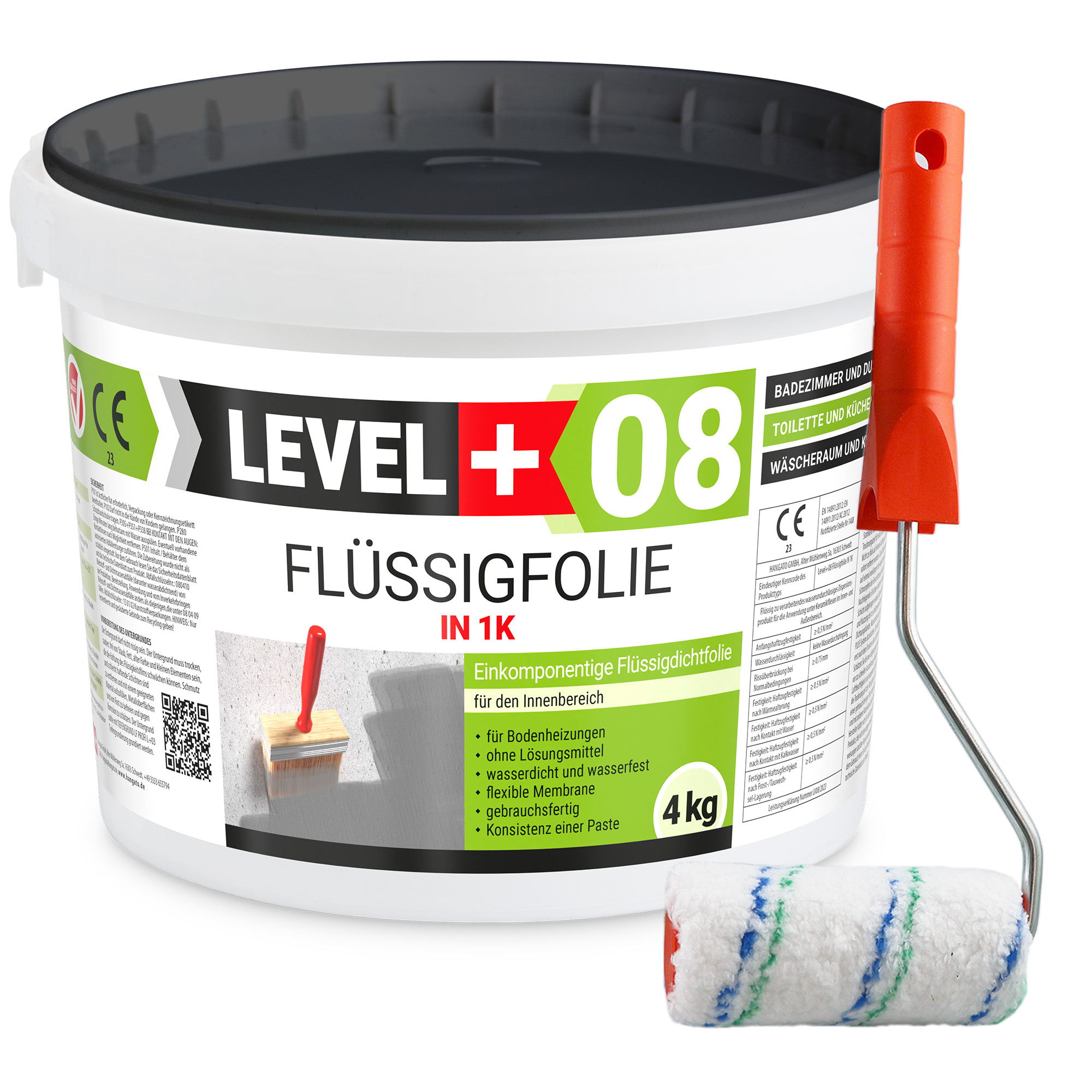 Zestaw Wałek Malarski 10cm + Folia w płynie elastyczna do wewnątrz Hydroizolacja 4Kg L+08