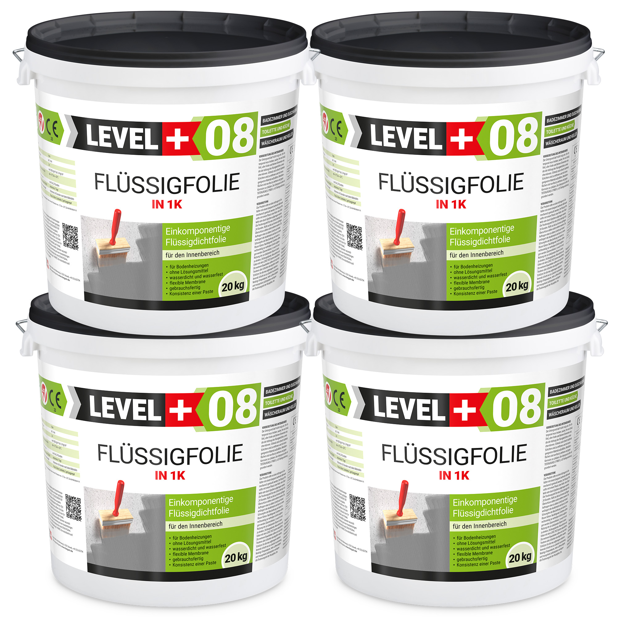 Folia w płynie do wnętrz LEVEL+ Hydroizolacja łazienki 80Kg elastyczna izolacja L+08