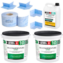 Zestaw do Hydroizolacji Balkon Taras Zaprawa Uszczelniająca 2K 40kg Taśma B04 20mb Grunt 5L Narożniki Level+ SET35