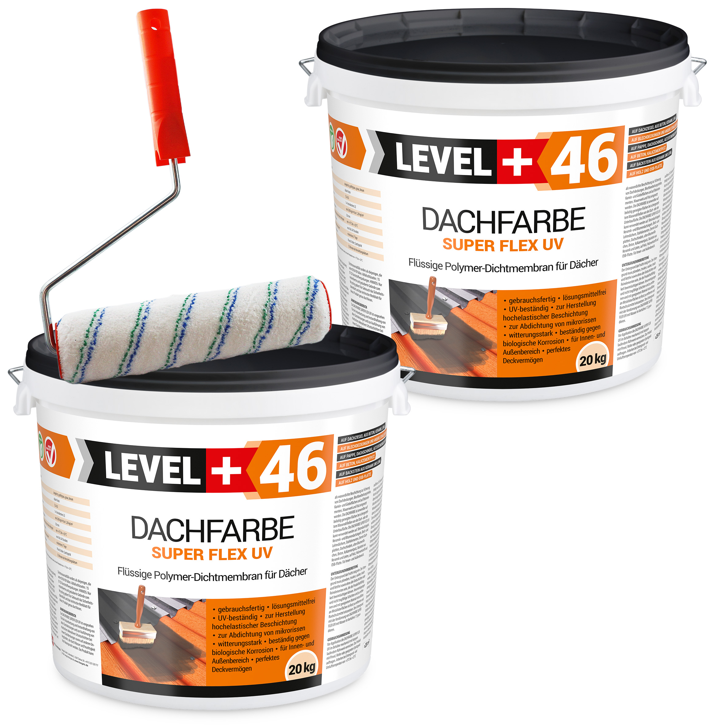 Zestaw Wałek Malarski 25cm + Farba Dachowa Elastyczna 40kg Antracyt Płynna Folia Dachowa L+46