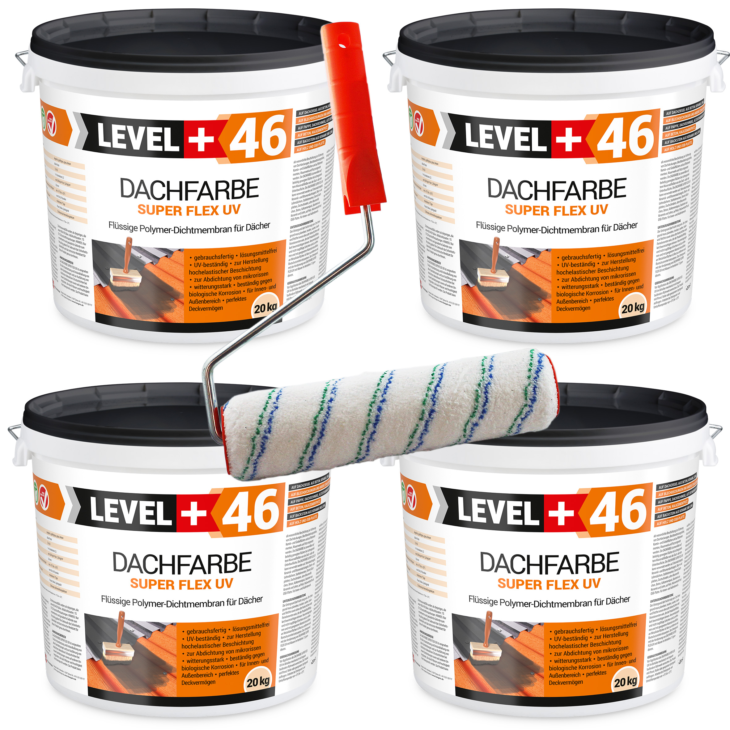 Zestaw Wałek Malarski 25cm + Farba Dachowa Elastyczna 80kg Brązowa Płynna Folia Dachowa L+46