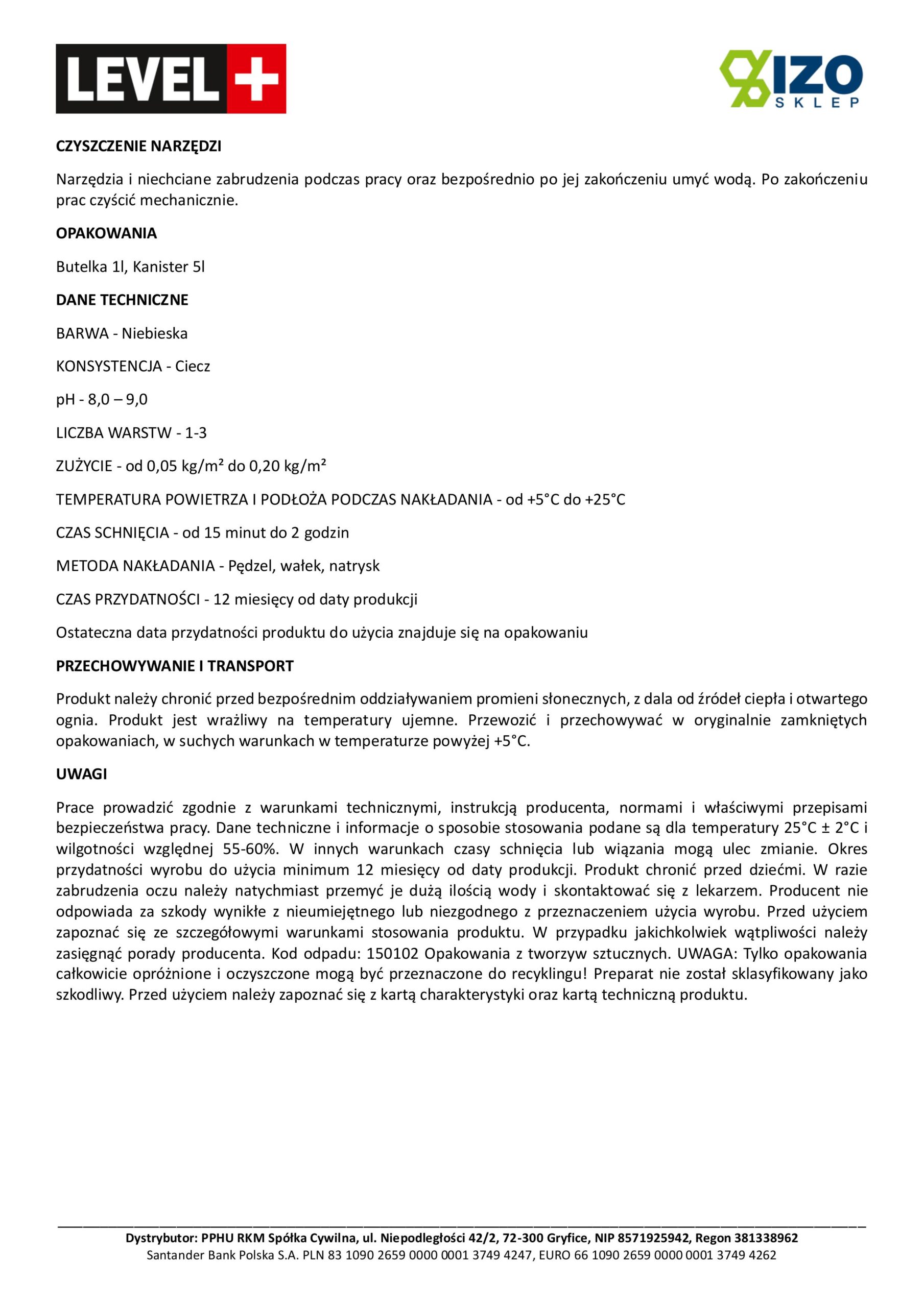 Grunt Głębokopenetrujący LEVEL+ 5L Profesjonalny podkład Środek gruntujący Szybkoschnący Rozcieńczenie 1:1 L+03 - obrazek 9