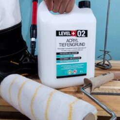 Głęboko gruntujący podkład akrylowy LEVEL+ 5L Grunt Uniwersalny Bez przebarwień Bezrozpuszczalnikowy pod farbę i tapety L+02