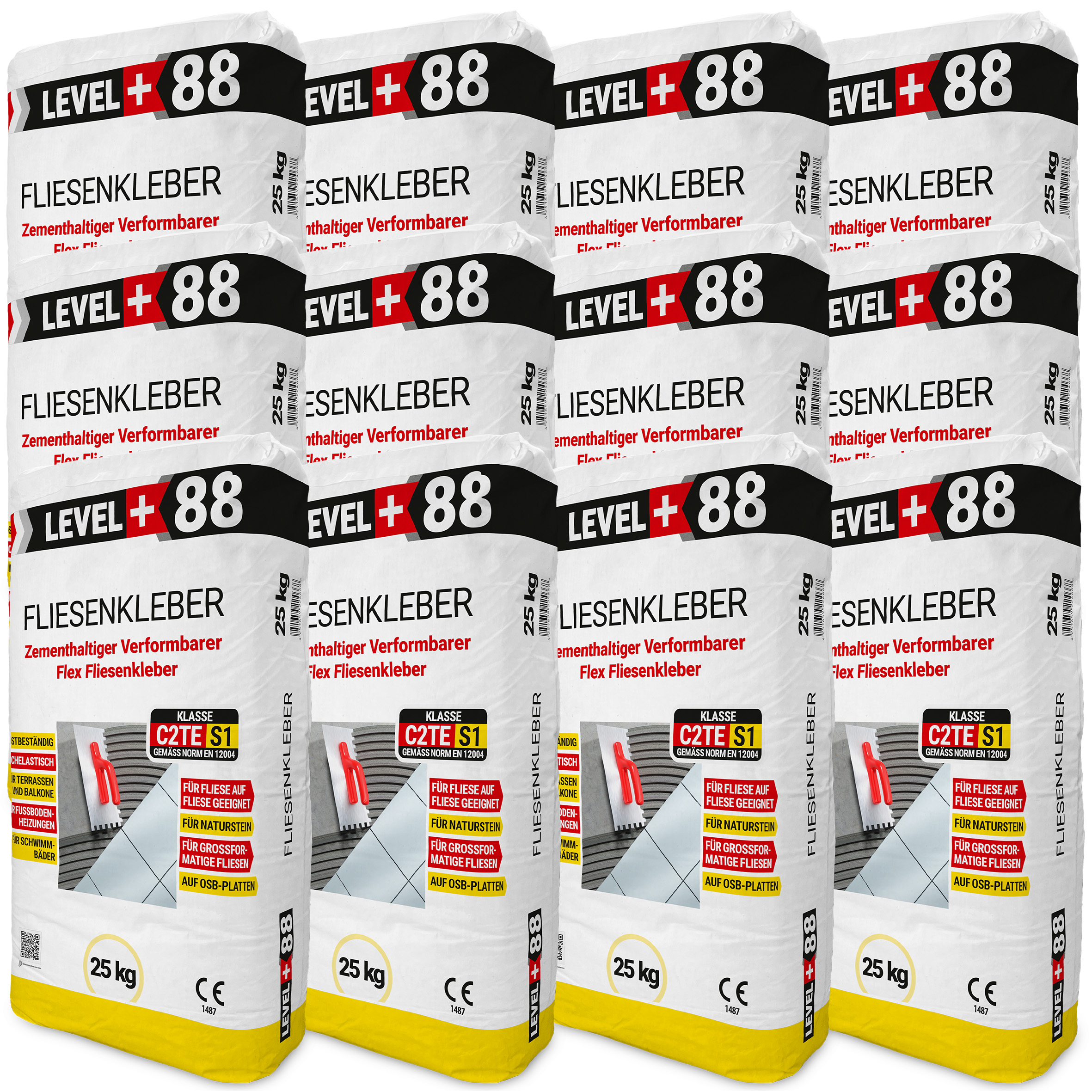 Klej do Płytek Wysoko elastyczny 300kg LEVEL+ Klej do Maty na Ogrzewanie Podłogowe na Balkon Taras L+88