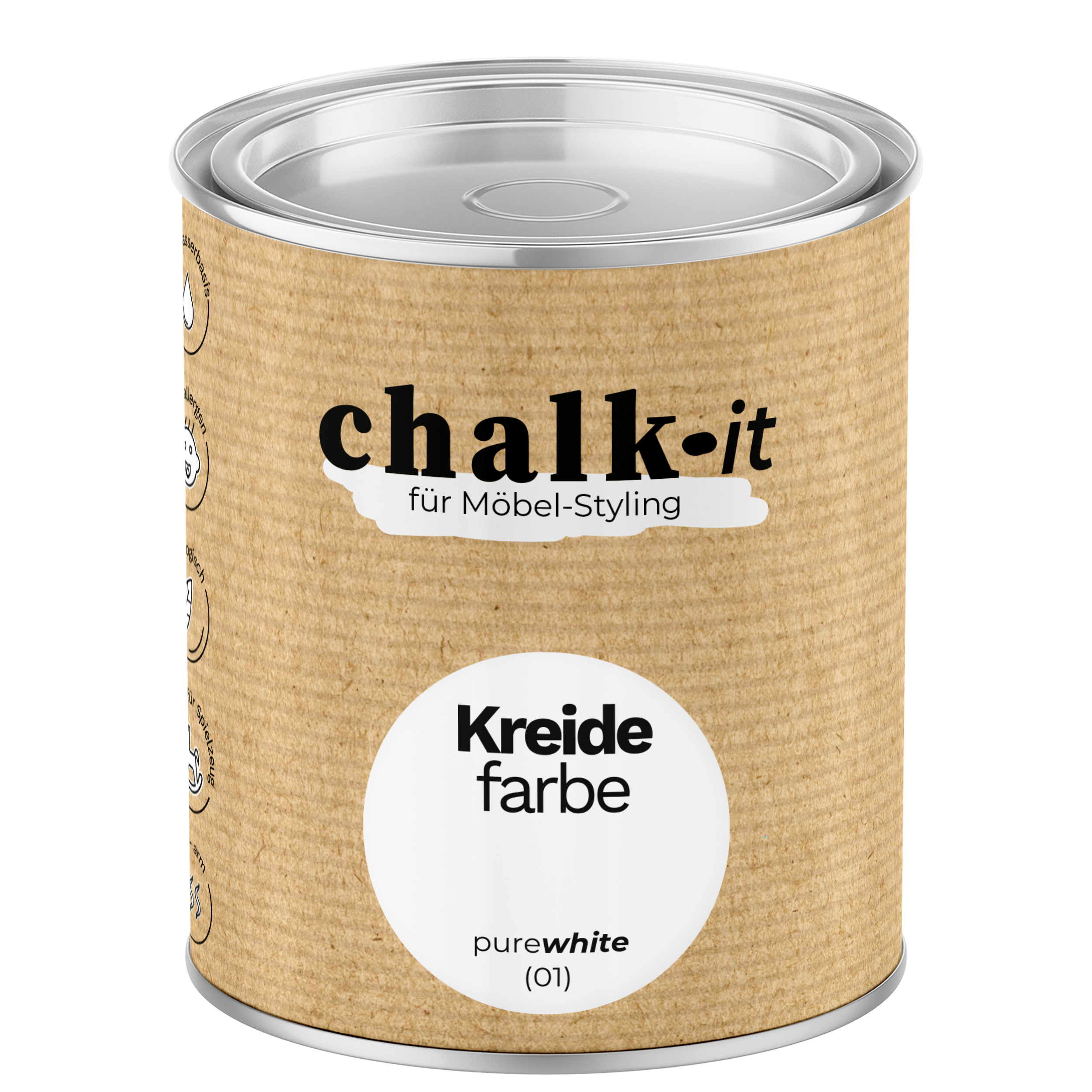 Farba kredowa bezwonna do mebli i zabawek Chalk-it (01) Pure White 0,125L