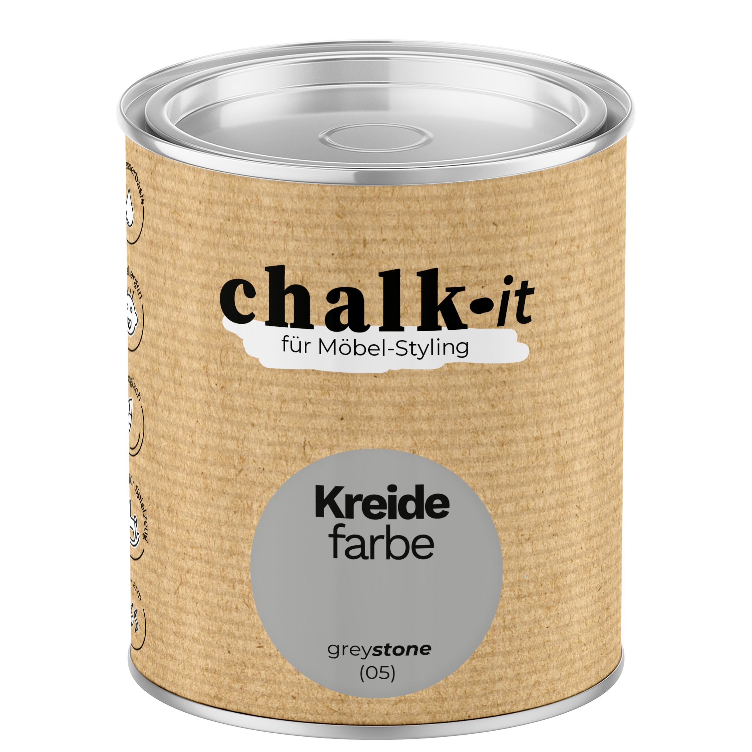 Farba kredowa bezwonna do mebli i zabawek Chalk-it (05) Grey Stone 0,125L