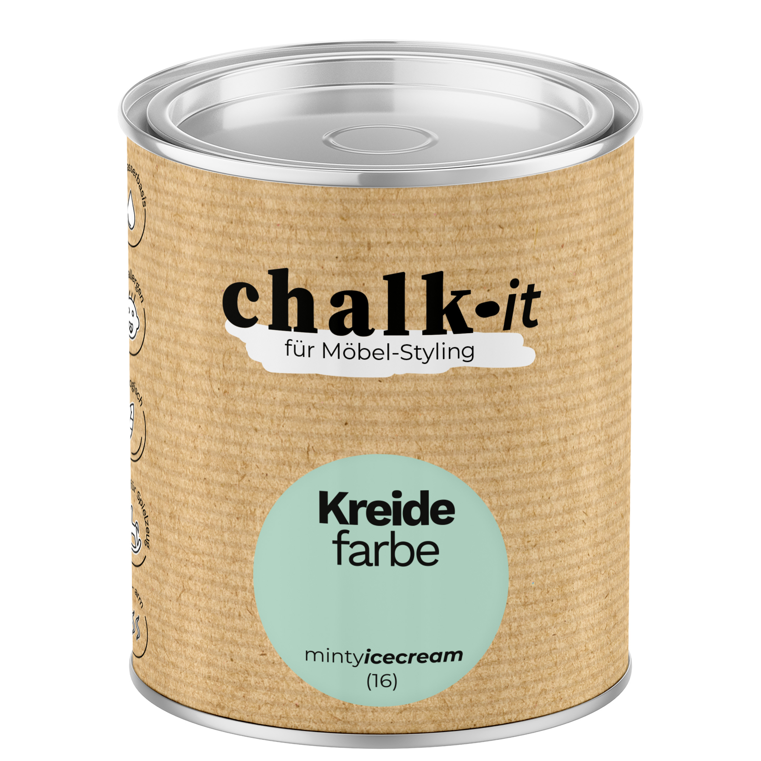Farba kredowa bezwonna do mebli i zabawek Chalk-it (16) Minty Icecream 0,125L