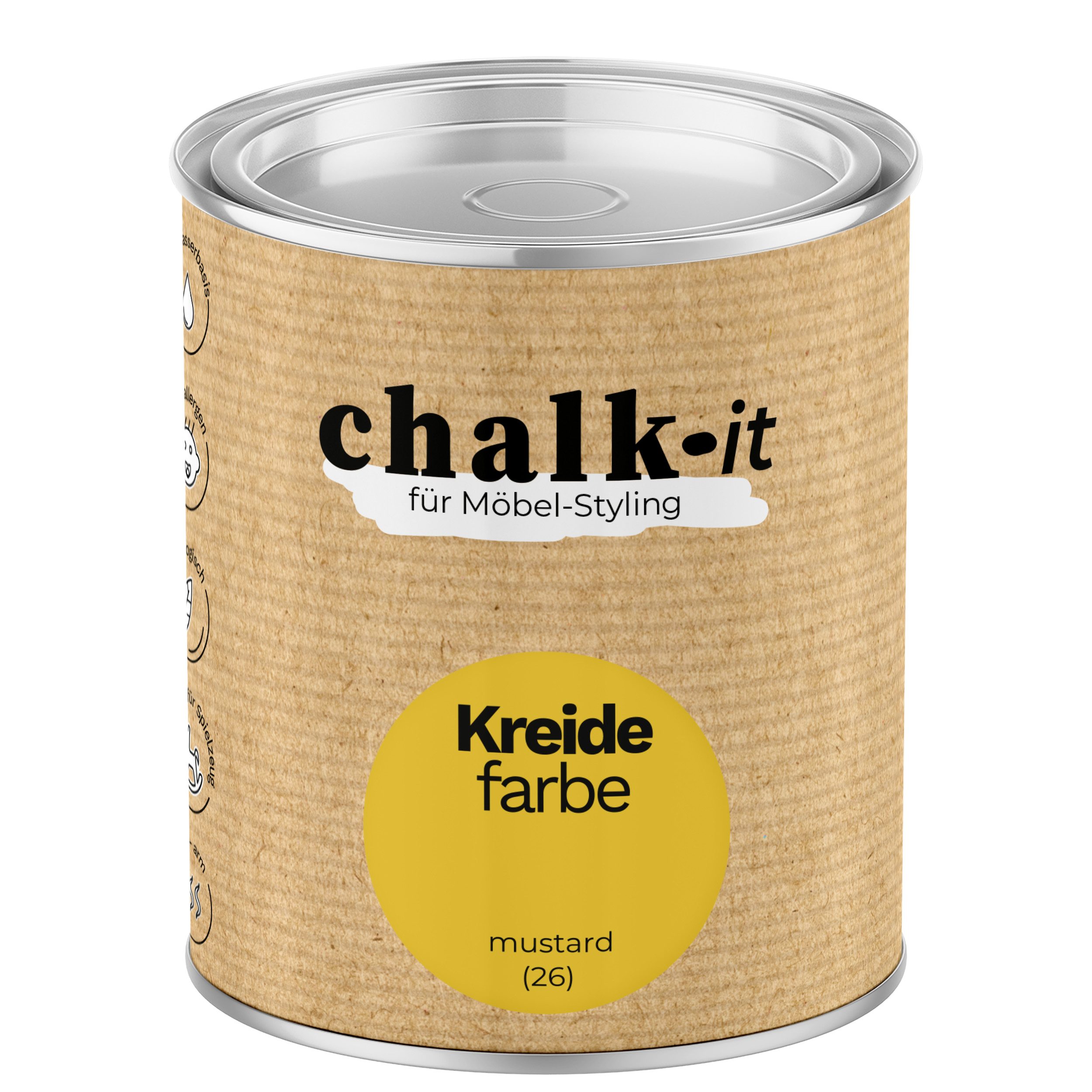 Farba kredowa bezwonna do mebli i zabawek Chalk-it (26) Mustard 0,125L