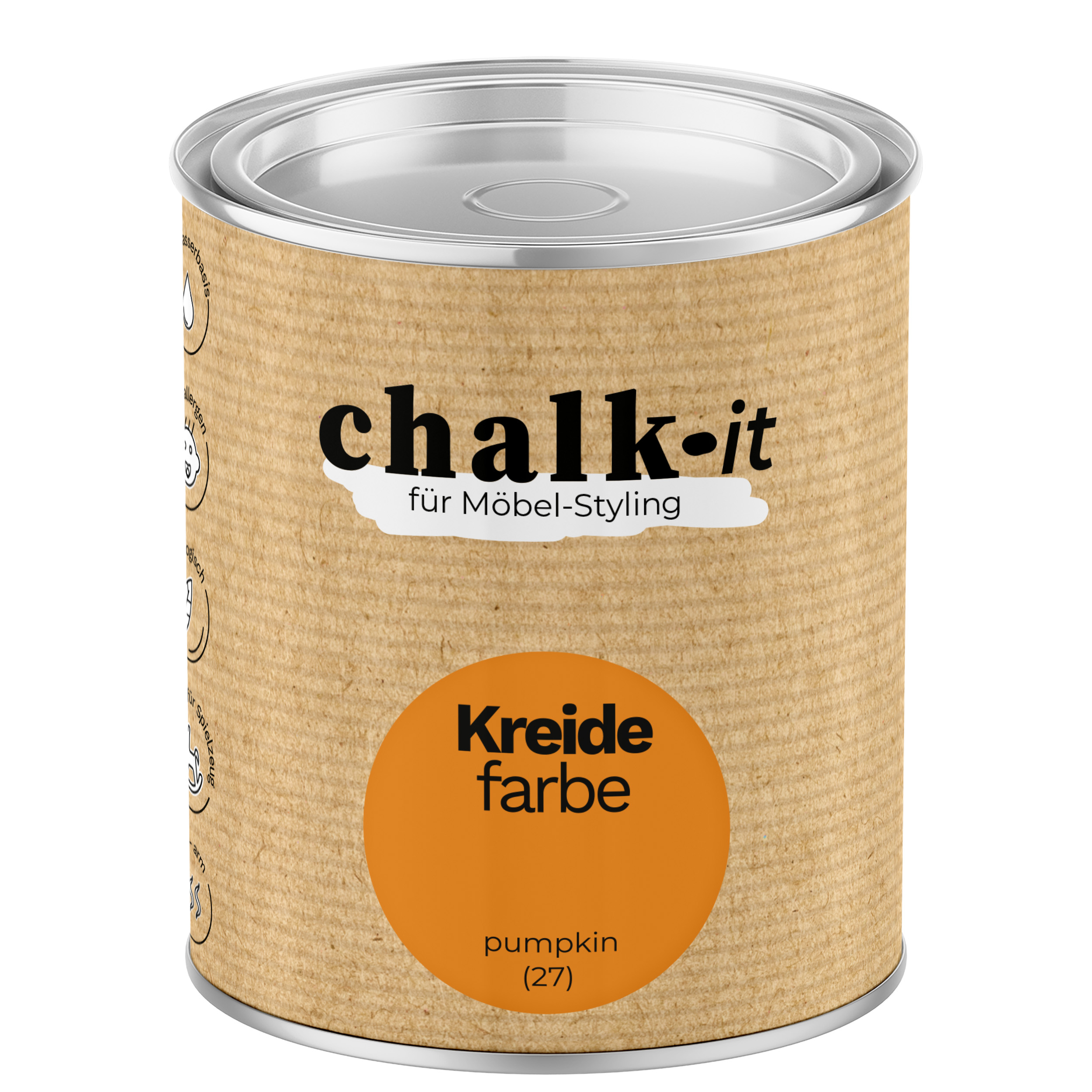Farba kredowa bezwonna do mebli i zabawek Chalk-it (27) Pumpkin 0,125L