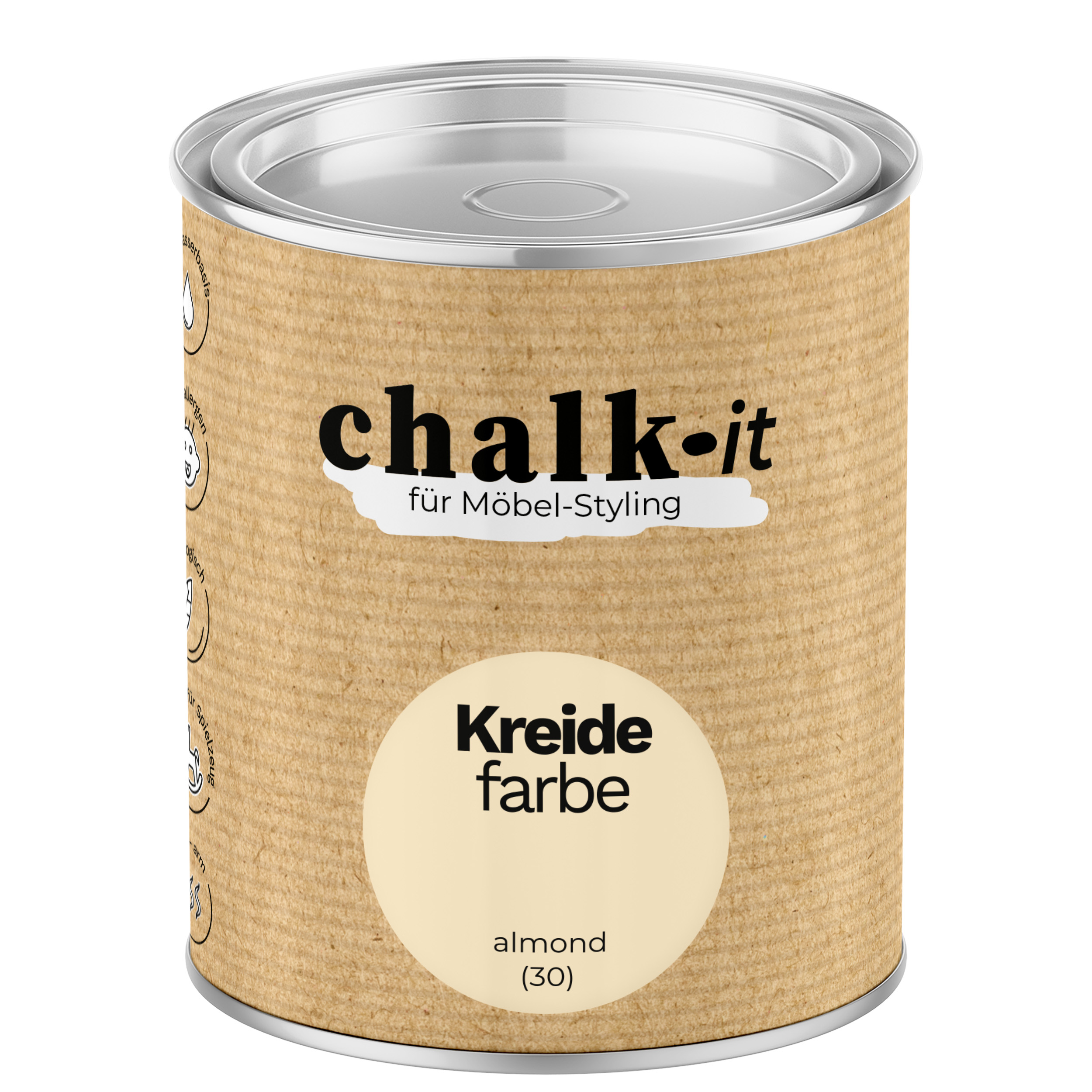 Farba kredowa bezwonna do mebli i zabawek Chalk-it (30) Almond 0,125L