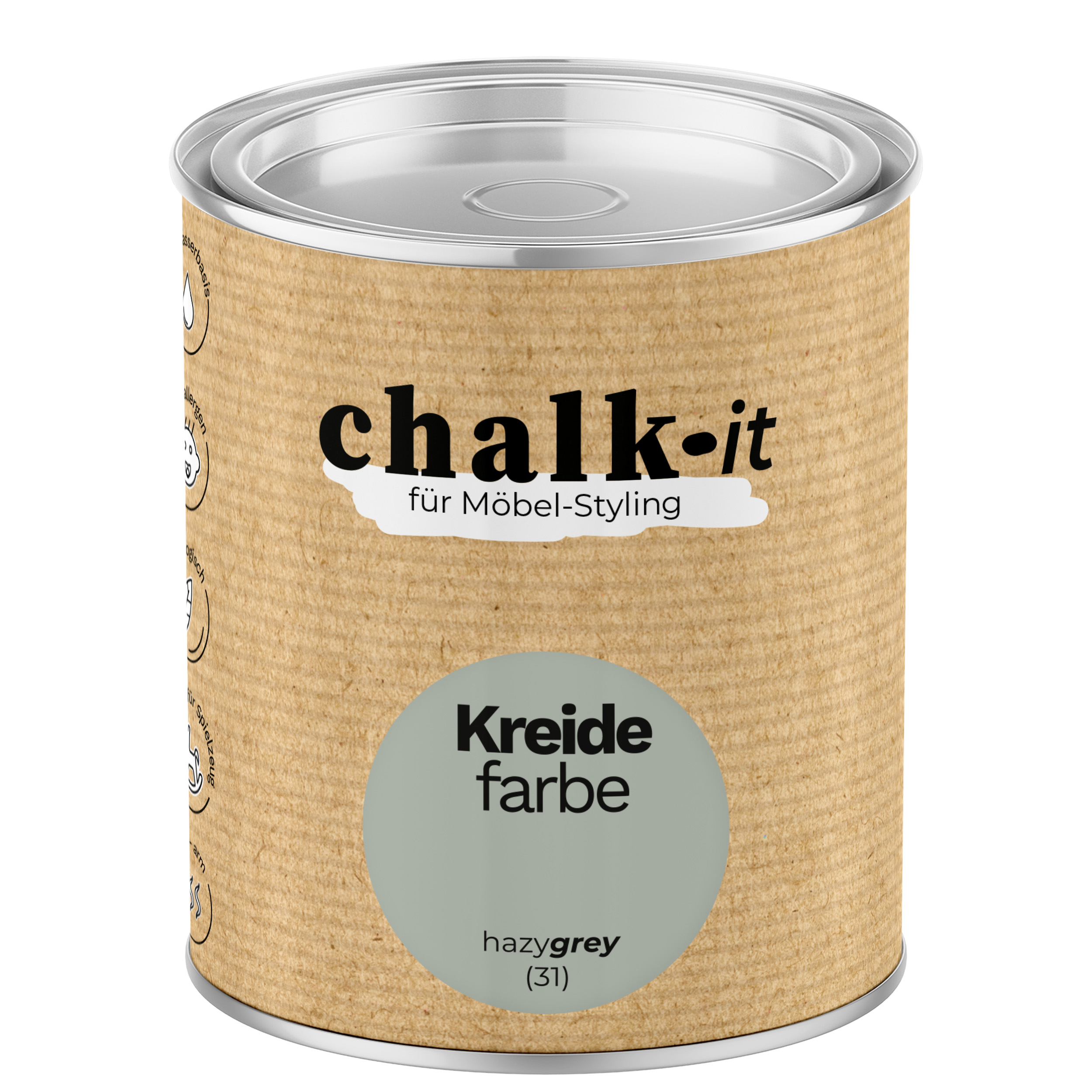 Farba kredowa bezwonna do mebli i zabawek Chalk-it (31) Hazy Grey 0,125L