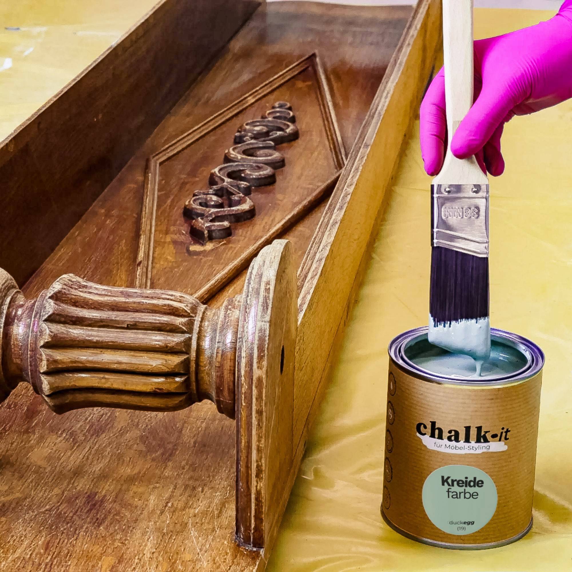 Farba kredowa bezwonna do mebli i zabawek Chalk-it (15) Pudding 0,125L - obrazek 12