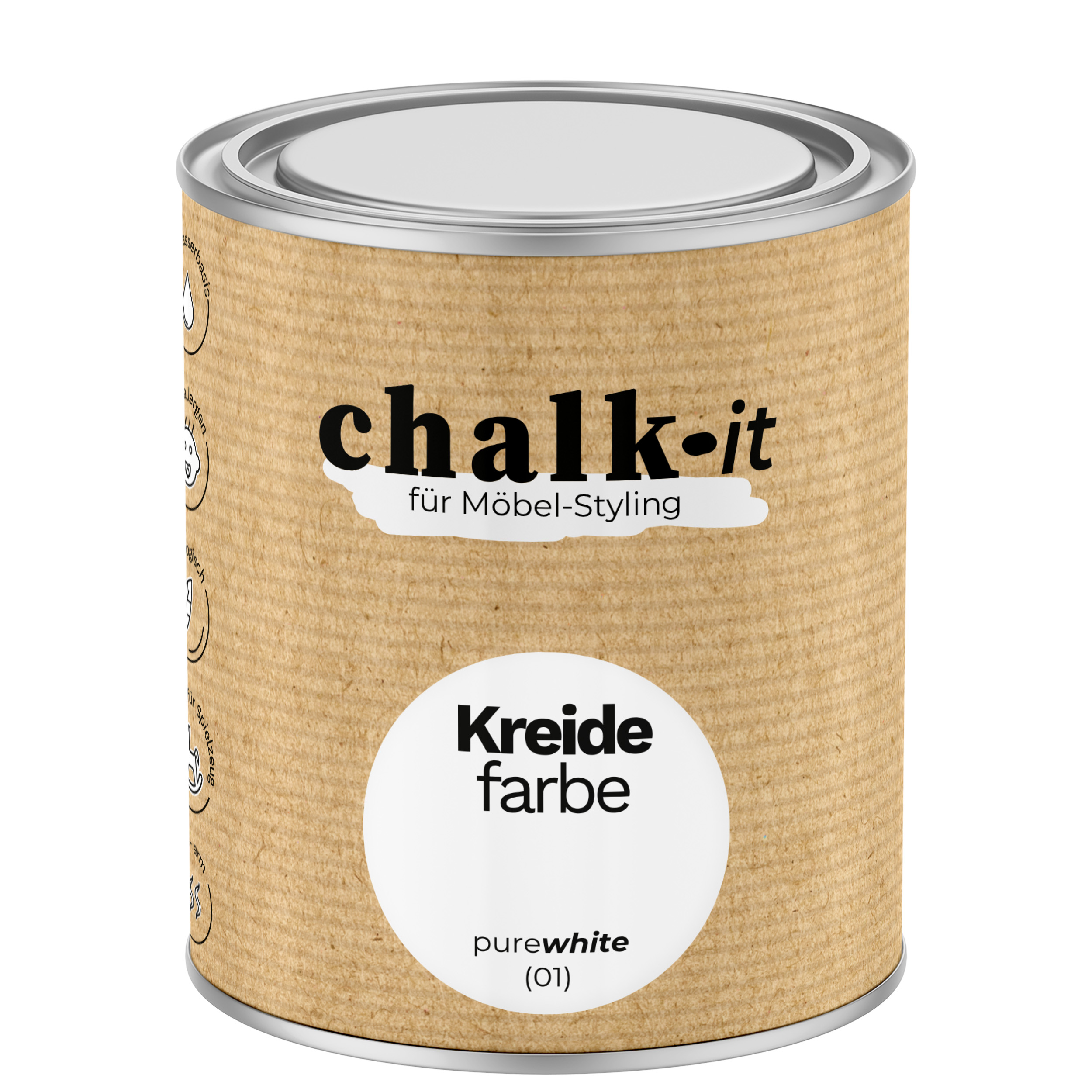 Farba kredowa bezwonna do mebli i zabawek Chalk-it (01) Pure White 0,75L
