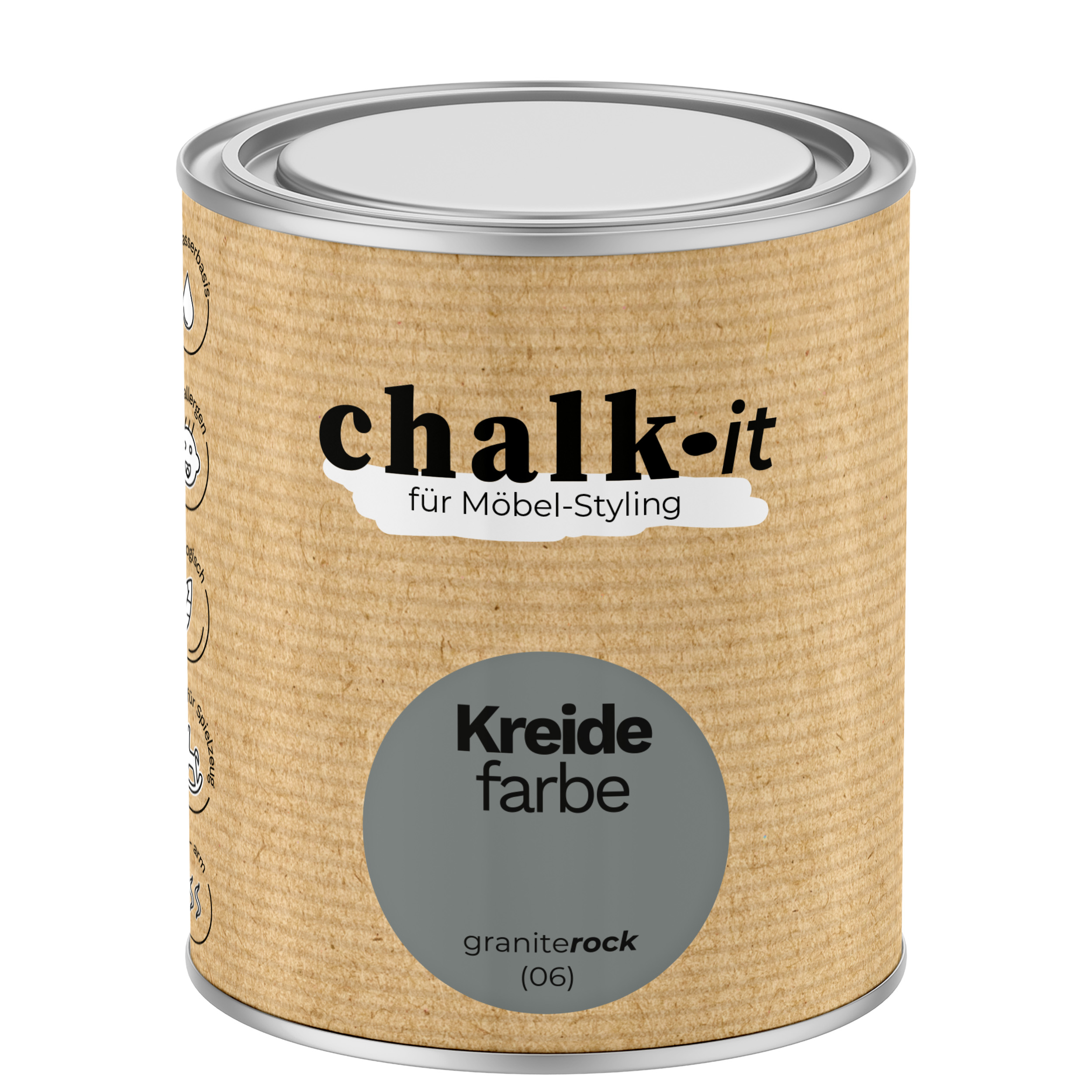 Farba kredowa bezwonna do mebli i zabawek Chalk-it (06) Granite Rock 0,75L