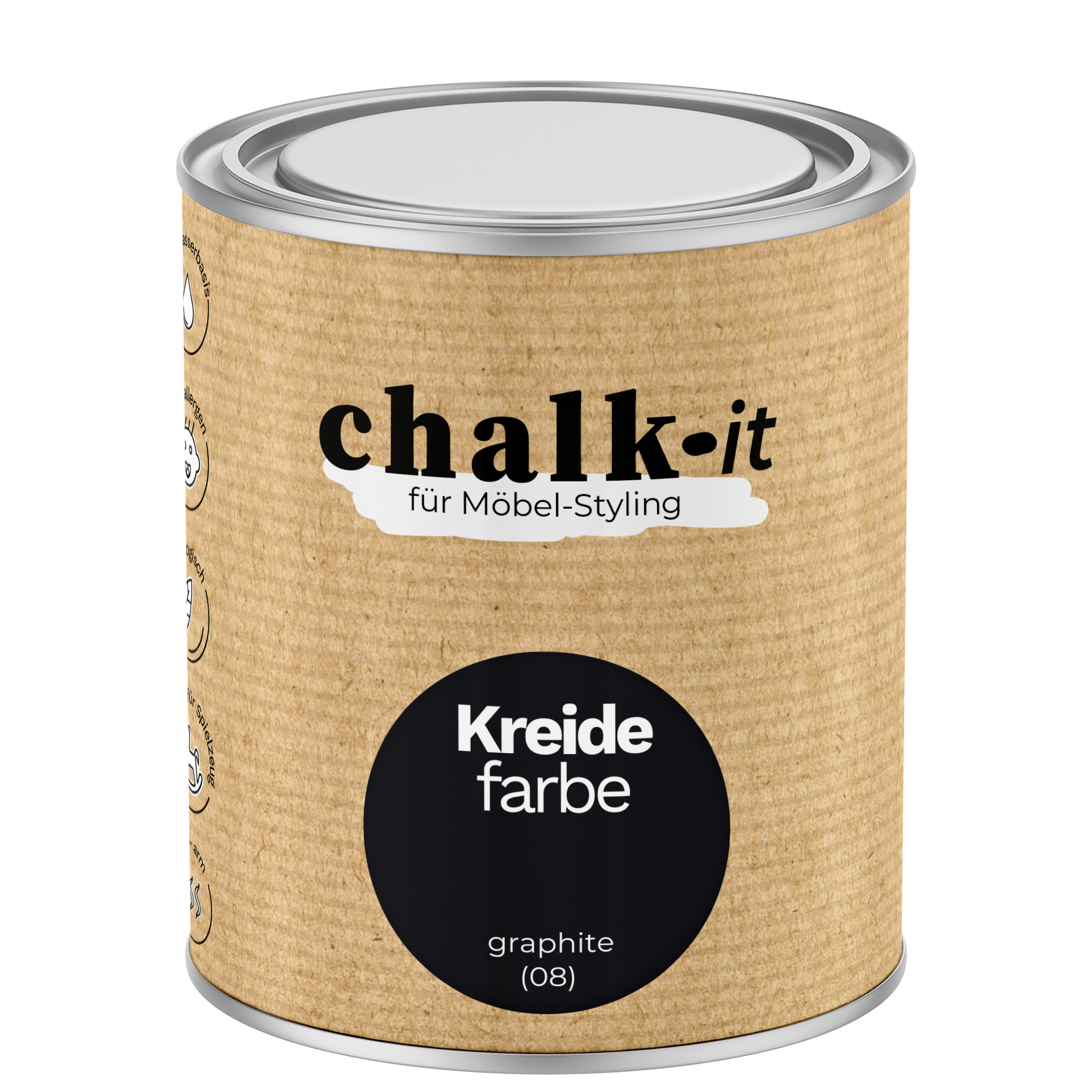 Farba kredowa bezwonna do mebli i zabawek Chalk-it (08) Graphite 0,75L