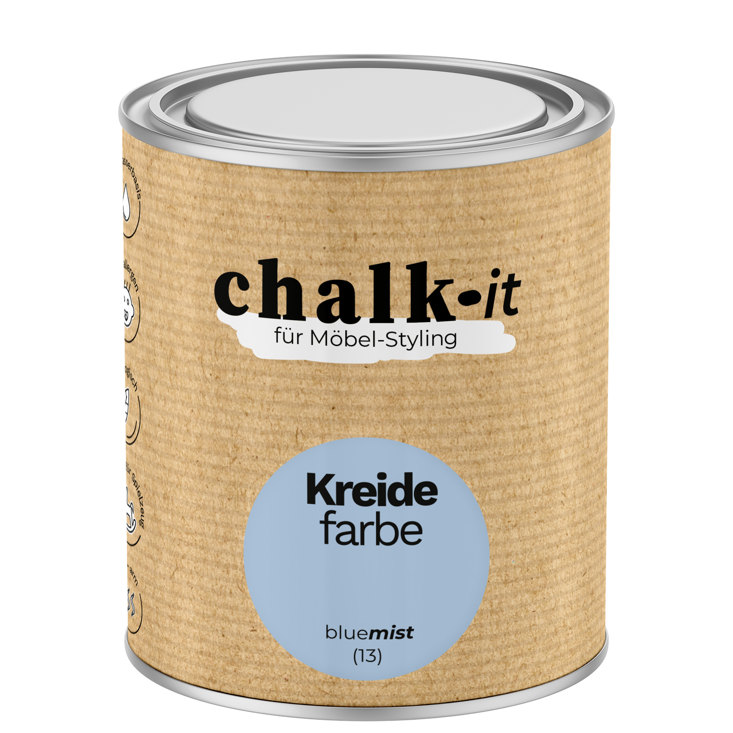 Farba kredowa bezwonna do mebli i zabawek Chalk-it (13) Blue Mist 0,75L