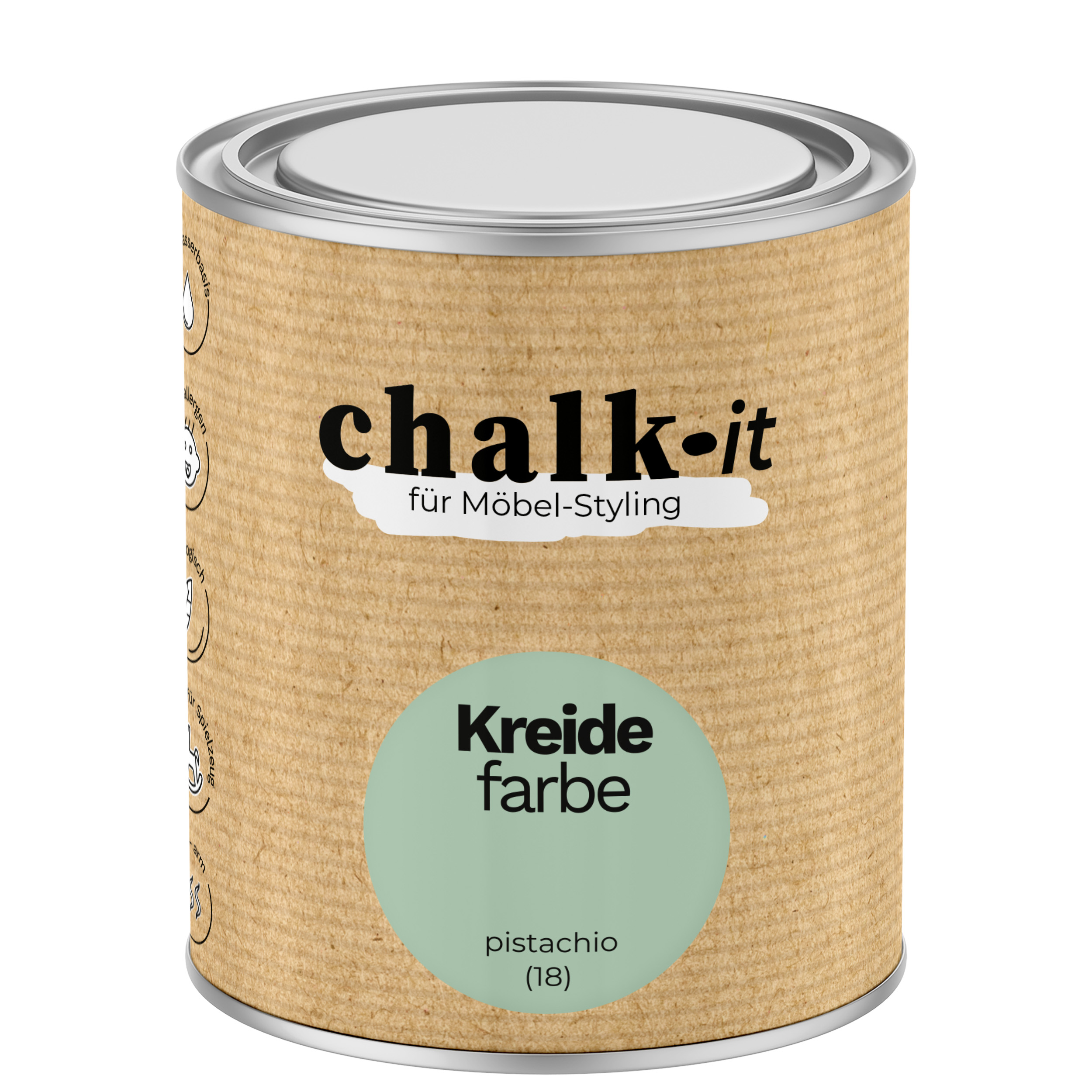 Farba kredowa bezwonna do mebli i zabawek Chalk-it (18) Pistachio 0,75L
