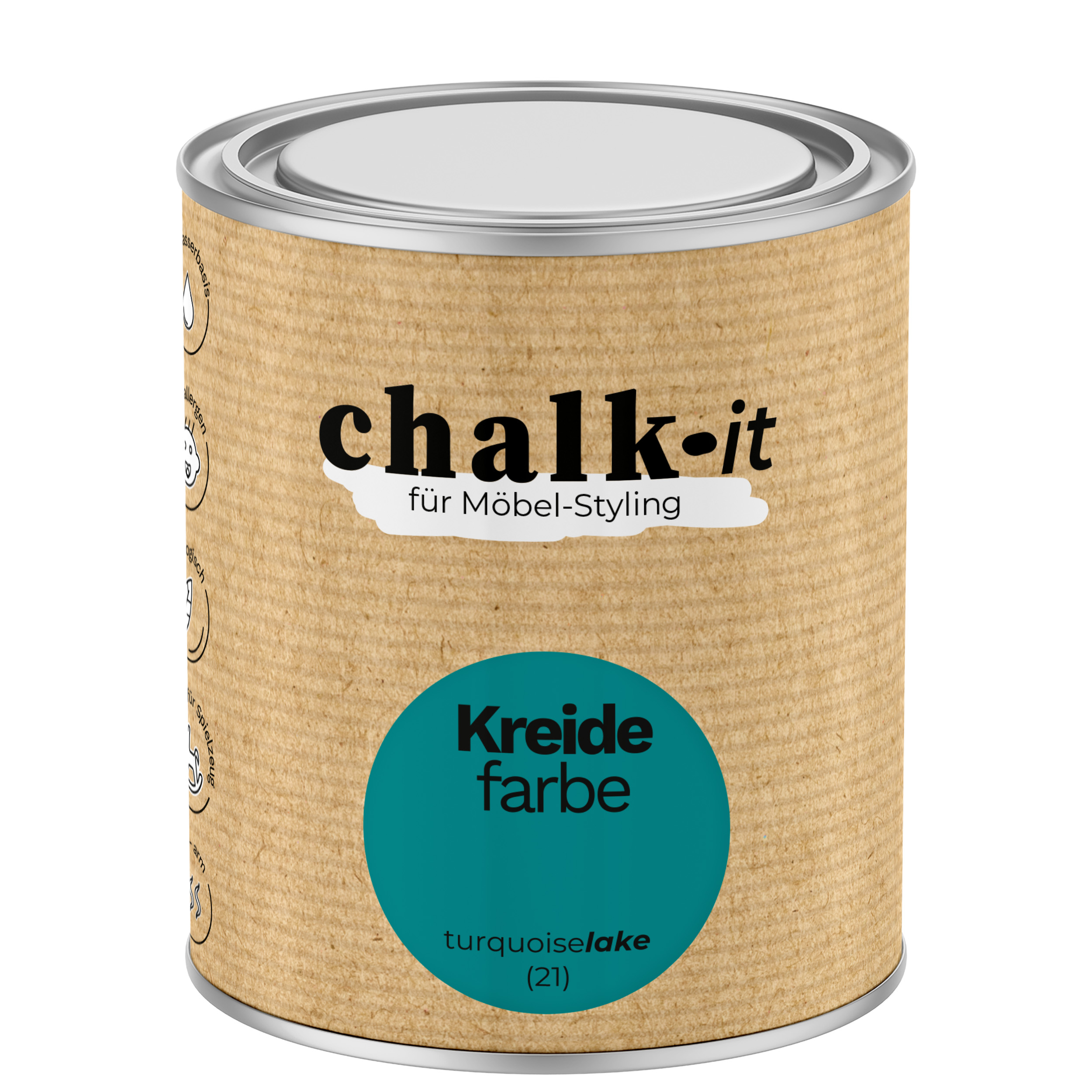 Farba kredowa bezwonna do mebli i zabawek Chalk-it (21) Turquoise Lake 0,75L