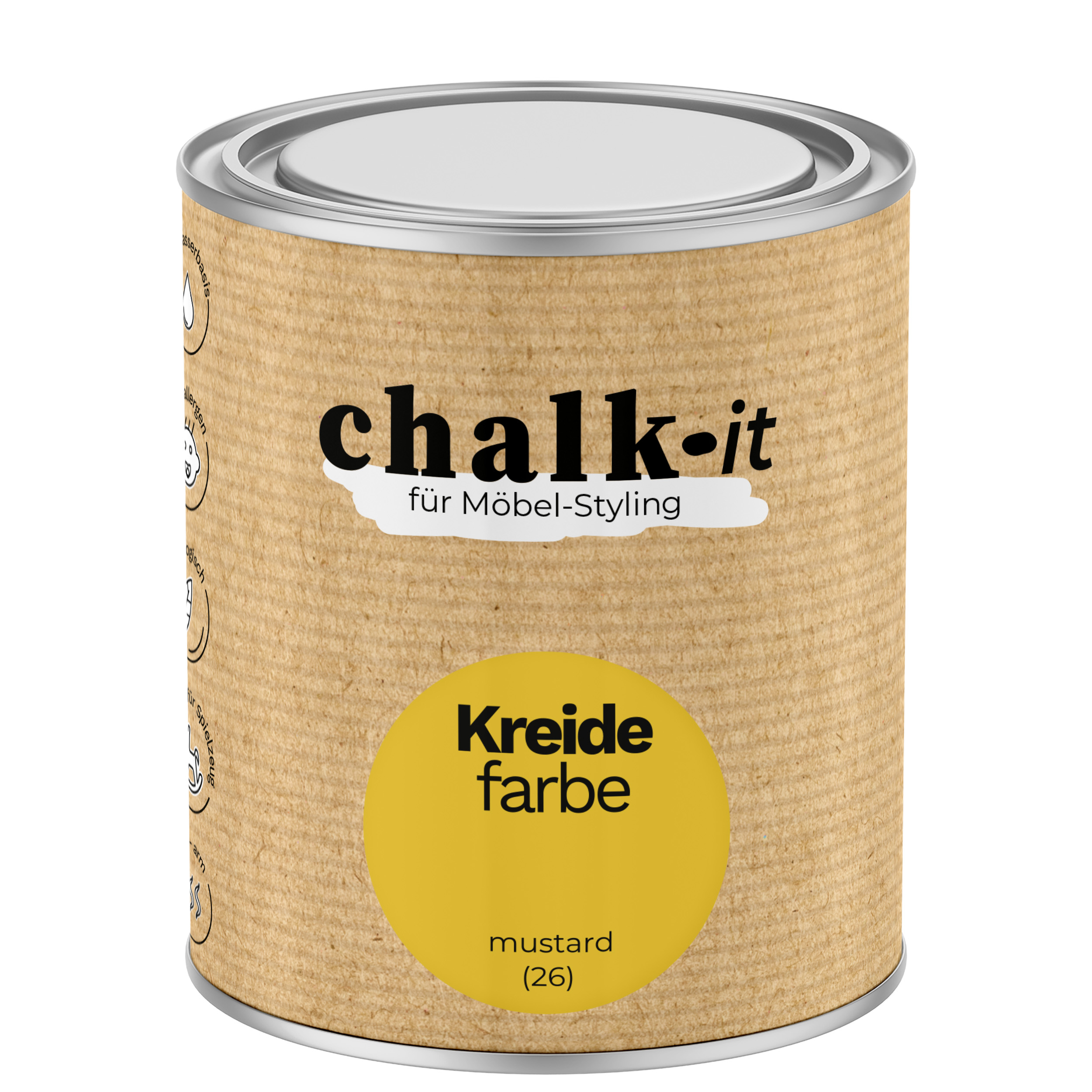 Farba kredowa bezwonna do mebli i zabawek Chalk-it (26) Mustard 0,75L