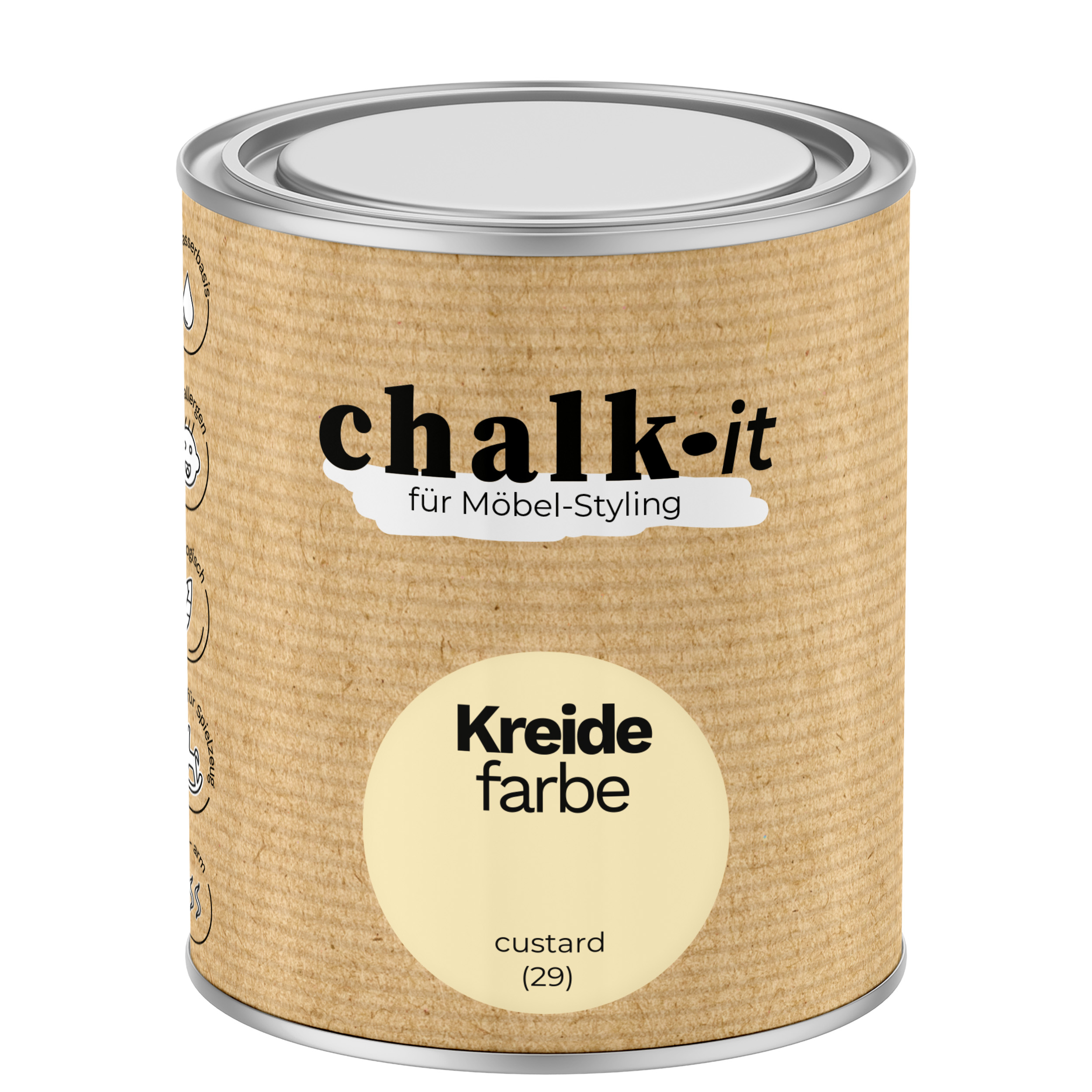 Farba kredowa bezwonna do mebli i zabawek Chalk-it (29) Custard 0,75L