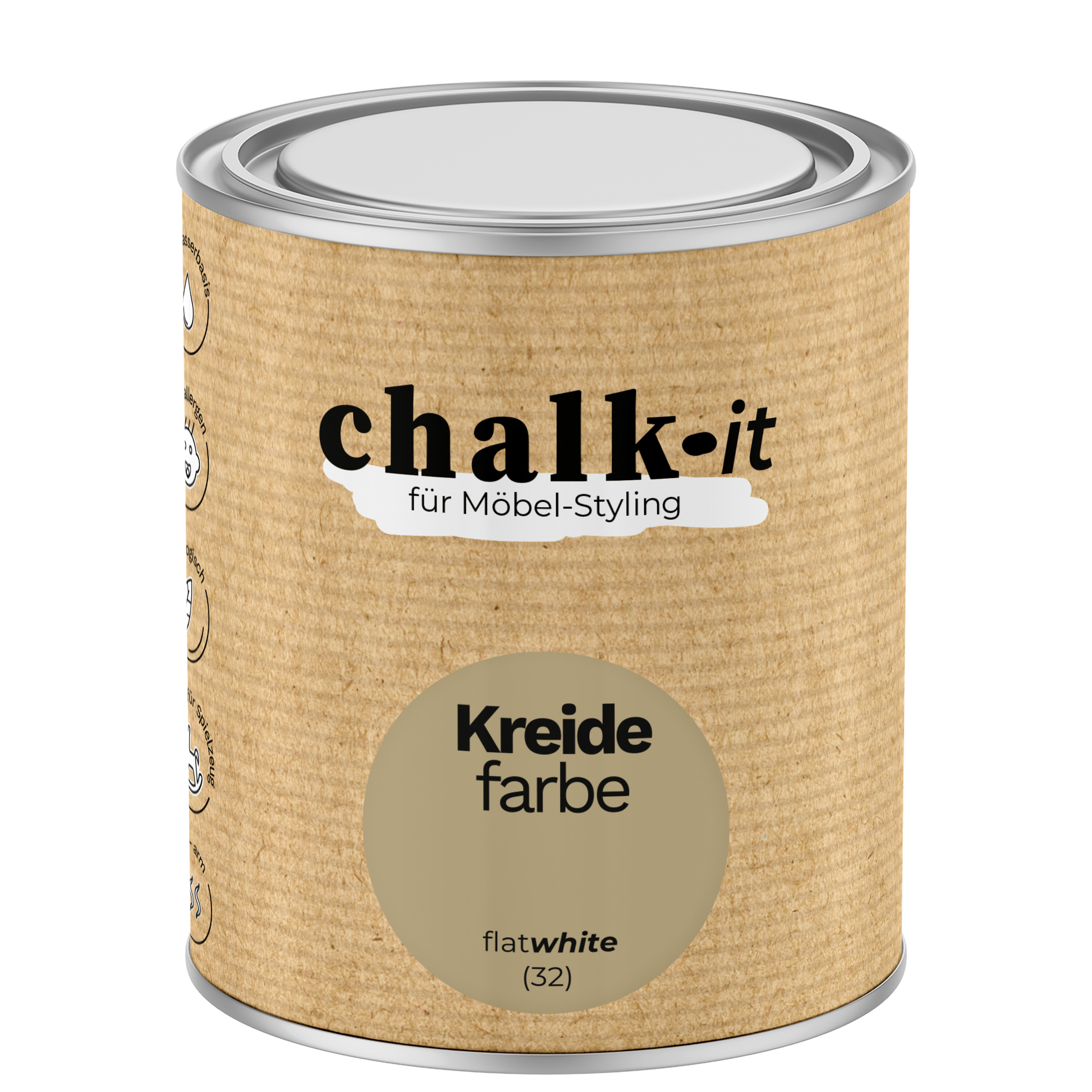 Farba kredowa bezwonna do mebli i zabawek Chalk-it (32) Flat White 0,75L