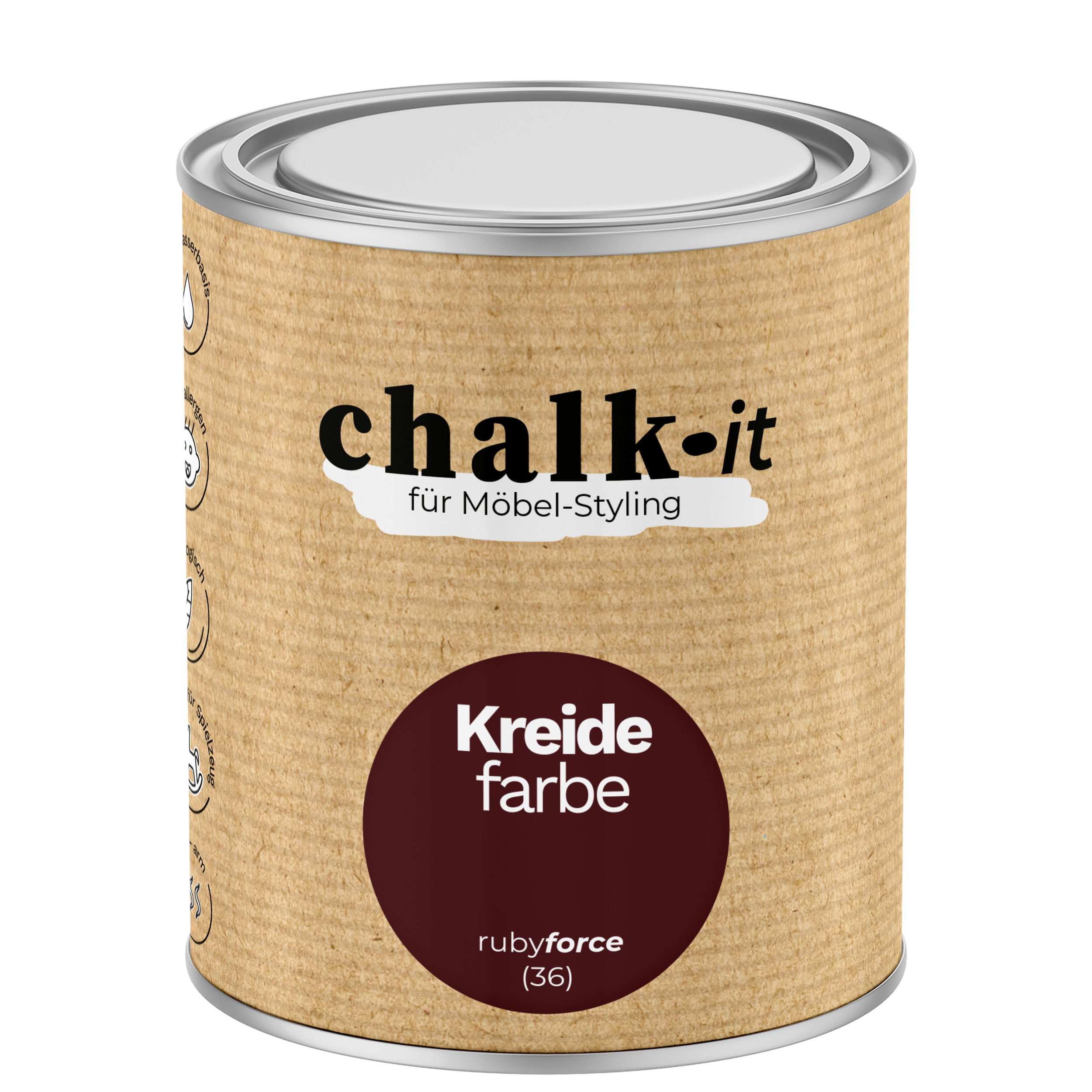 Farba kredowa bezwonna do mebli i zabawek Chalk-it (36) Ruby Force 0,75L