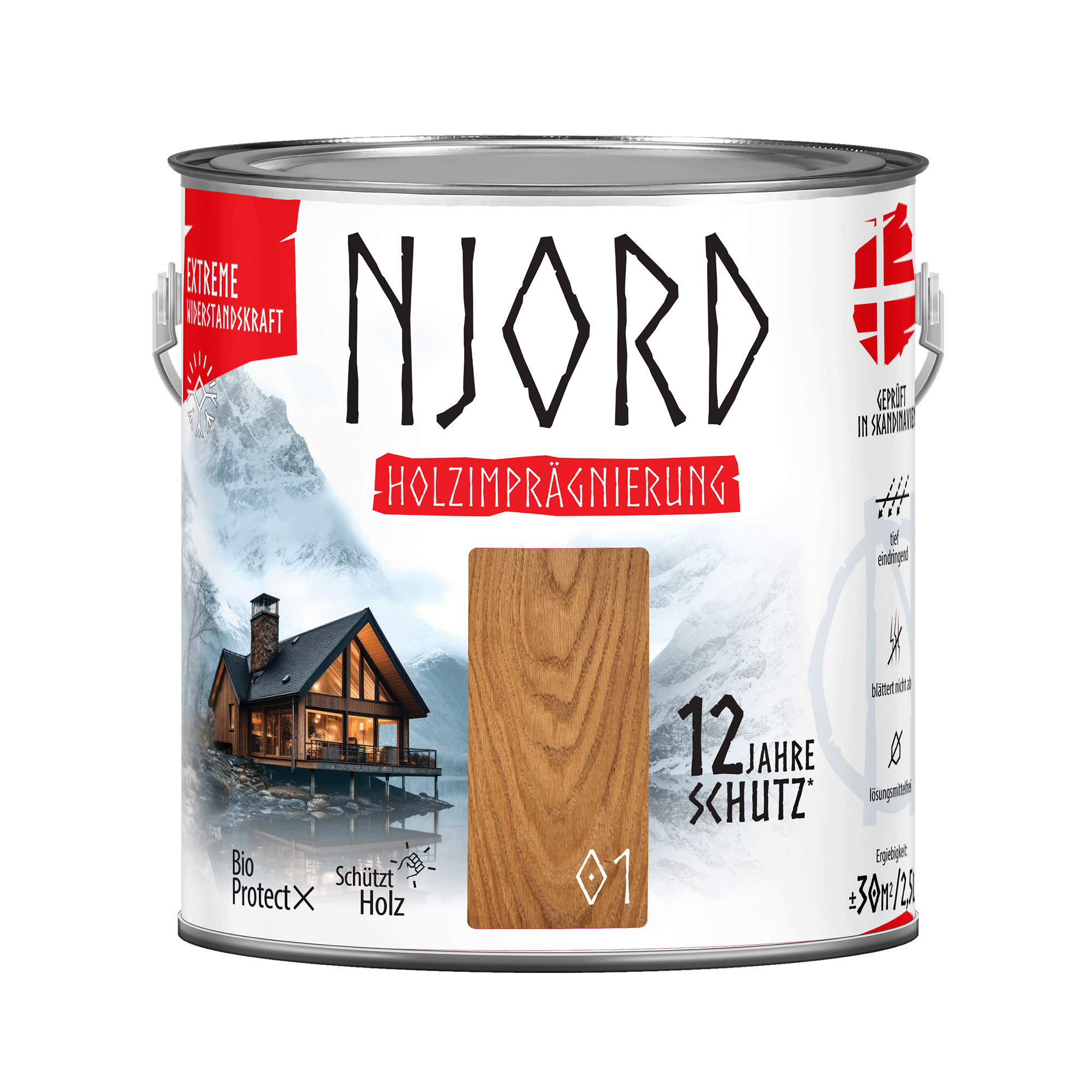 Impregnat do drewna ochronny NJORD Extreme (01) Nordische Kiefer 2,5L Odporny na warunki atmosferyczne