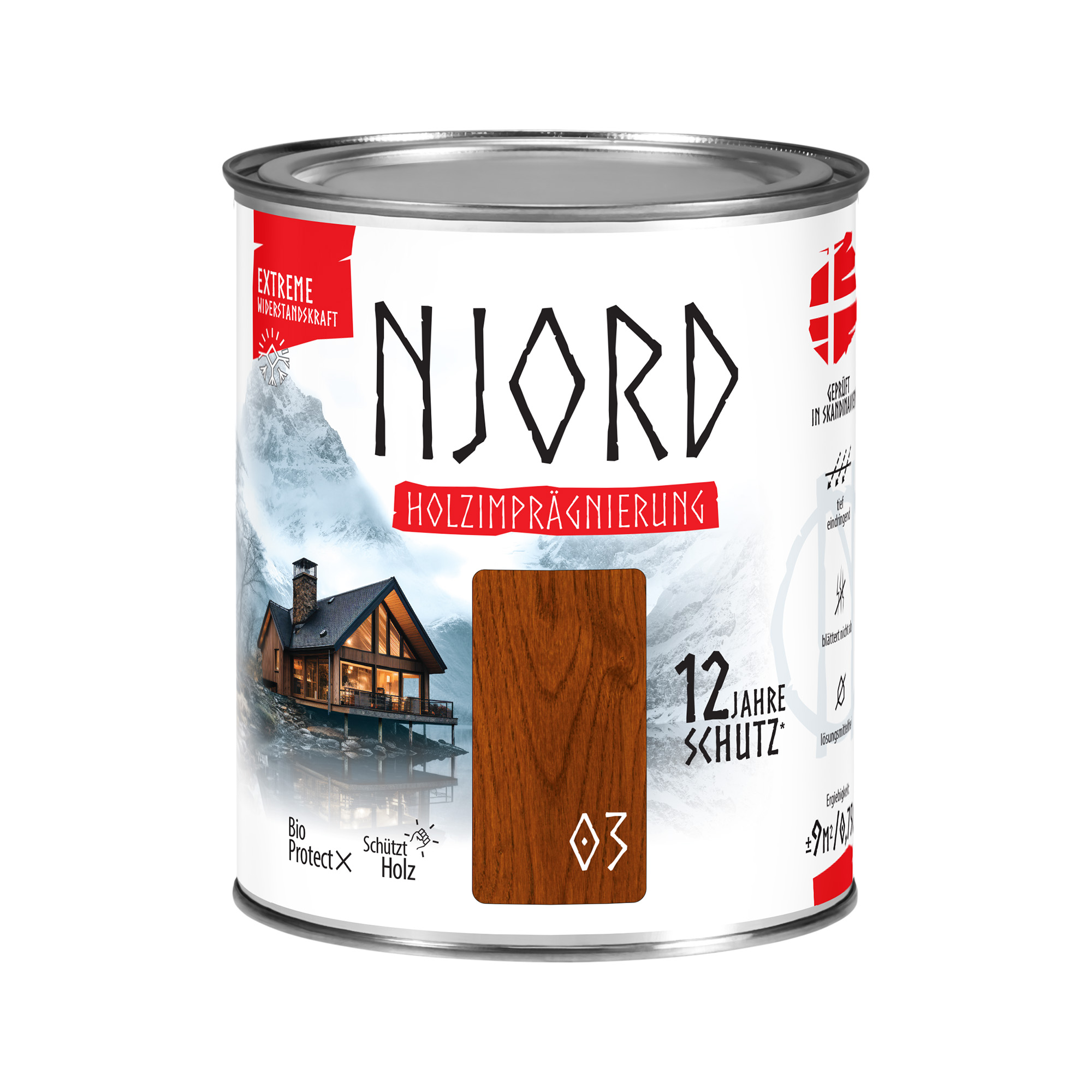 Impregnat do drewna ochronny NJORD Extreme (03) Lappländische Esche 0,75L Odporny na warunki atmosferyczne