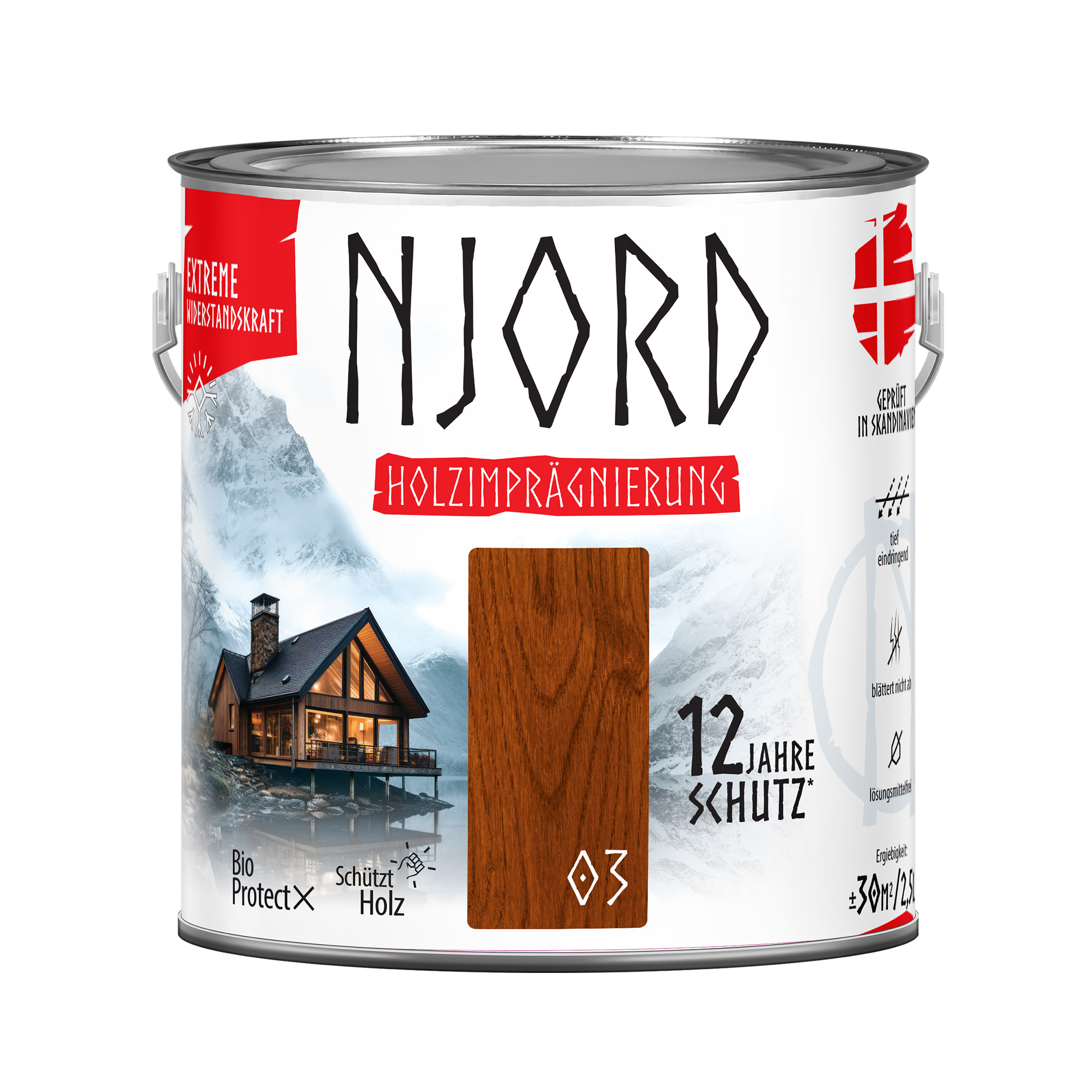 Impregnat do drewna ochronny NJORD Extreme (03) Lappländische Esche 2,5L Odporny na warunki atmosferyczne