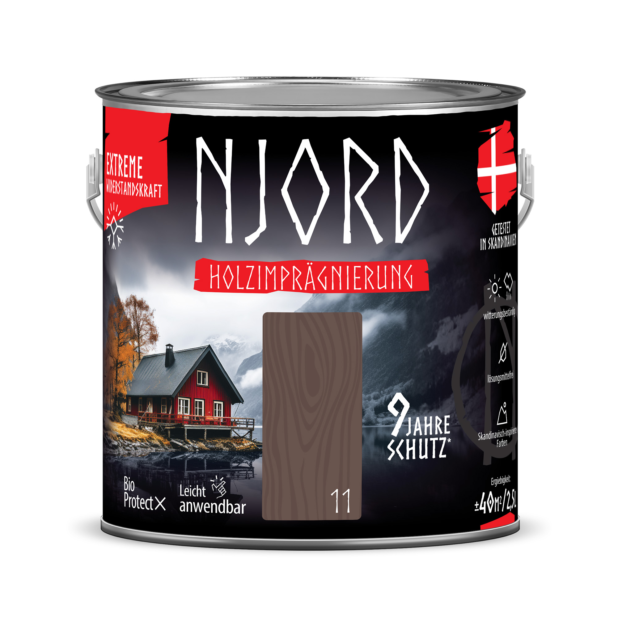 Ochrona, impregnacja drewna Njord (11) Wikingerboot 2,5L Odporny na warunki atmosferyczne