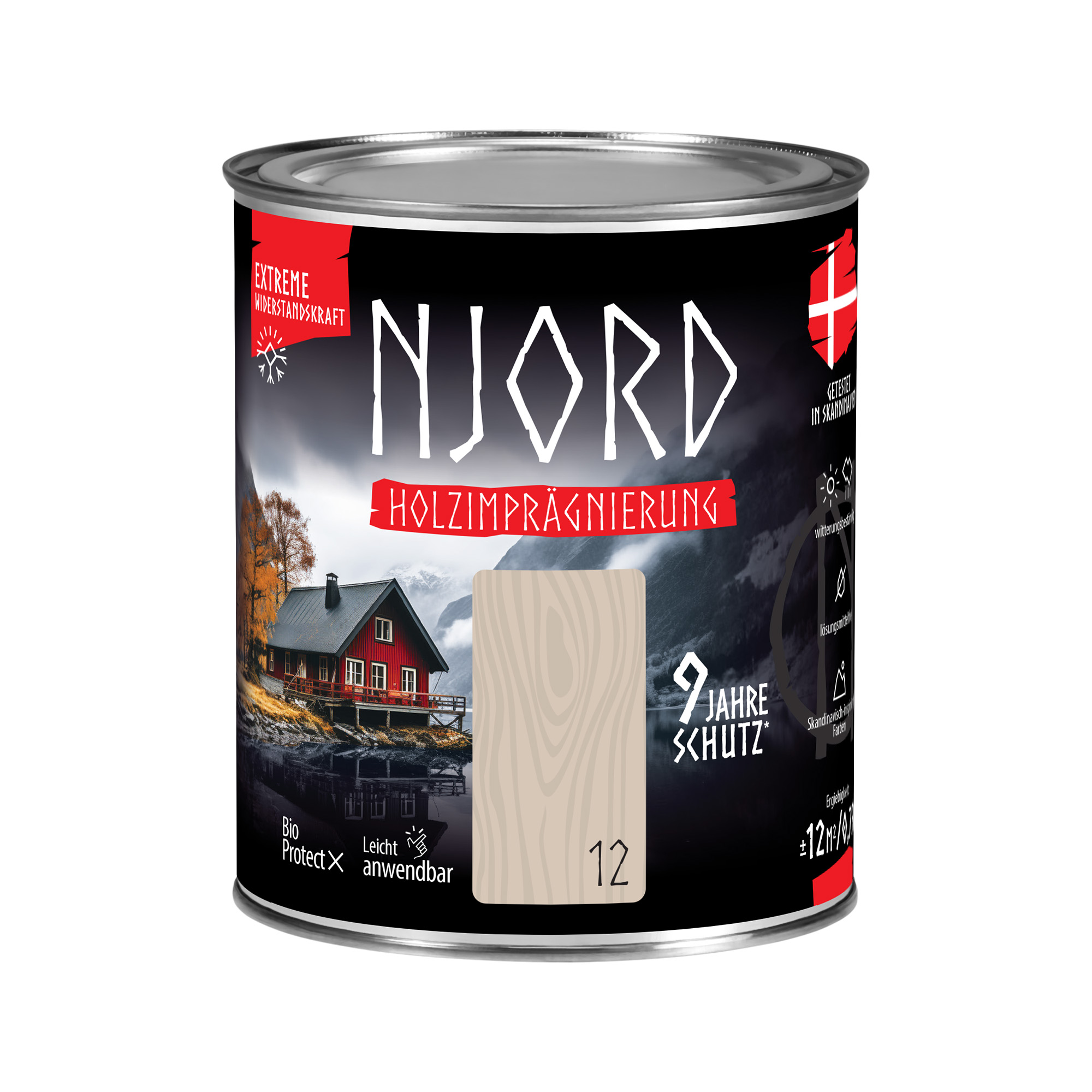 Ochrona, impregnacja drewna Njord (12) Neblige Wiese 0,75L Odporny na warunki atmosferyczne