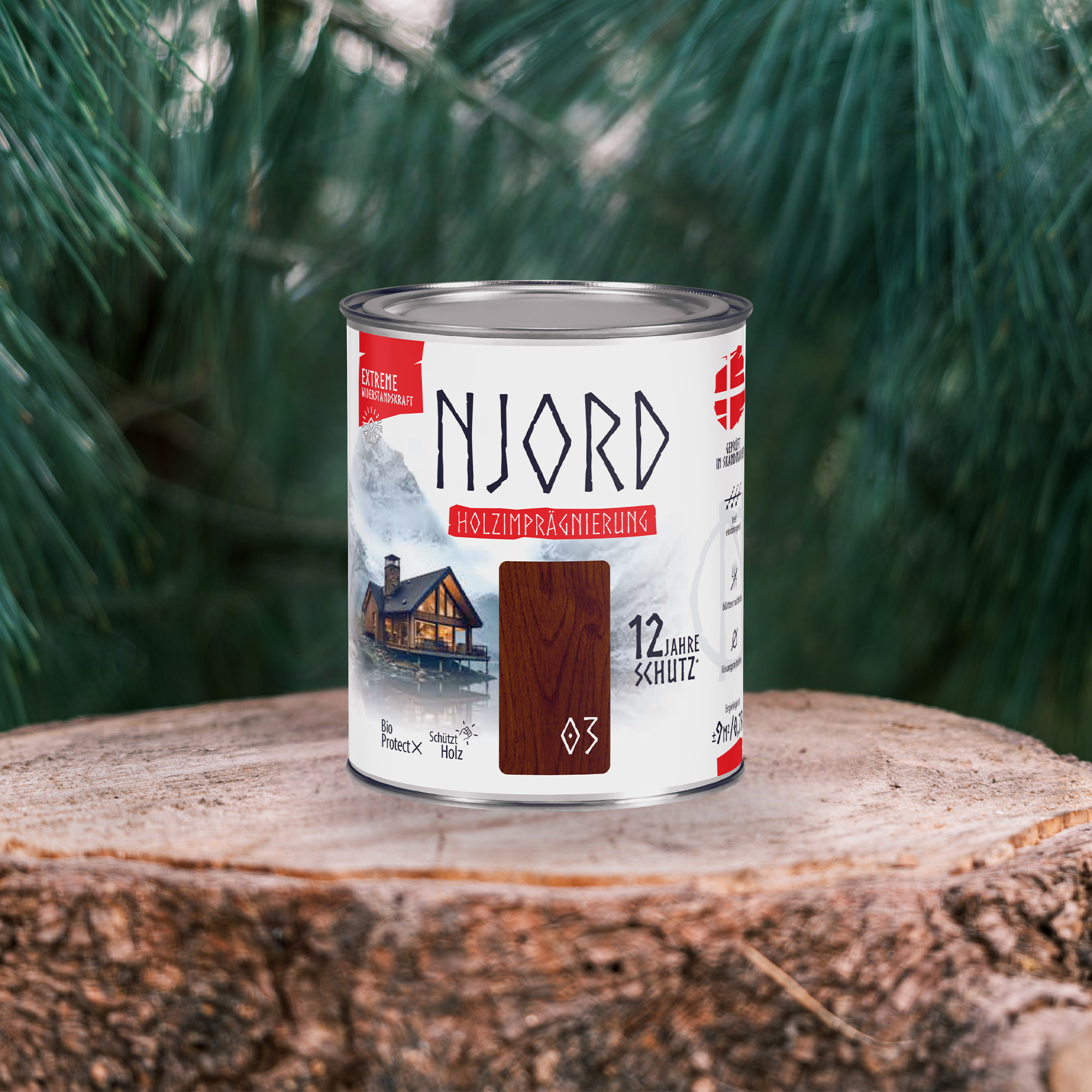 Impregnat do drewna ochronny NJORD Extreme (05) Rohes Mahagoni 0,75L Odporny na warunki atmosferyczne - obrazek 3