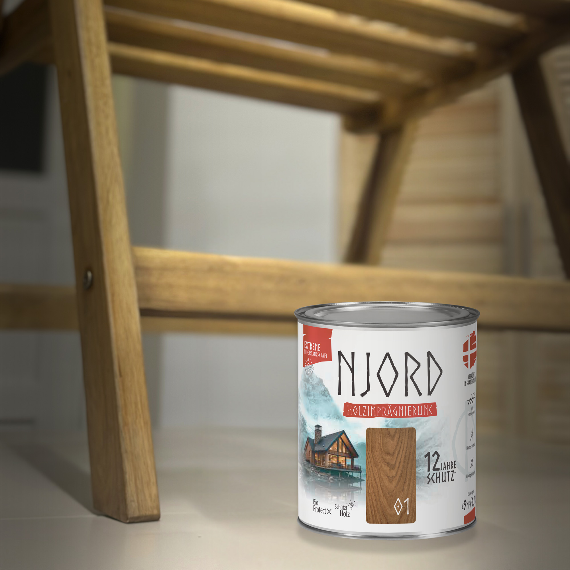 Impregnat do drewna ochronny NJORD Extreme (05) Rohes Mahagoni 0,75L Odporny na warunki atmosferyczne - obrazek 4