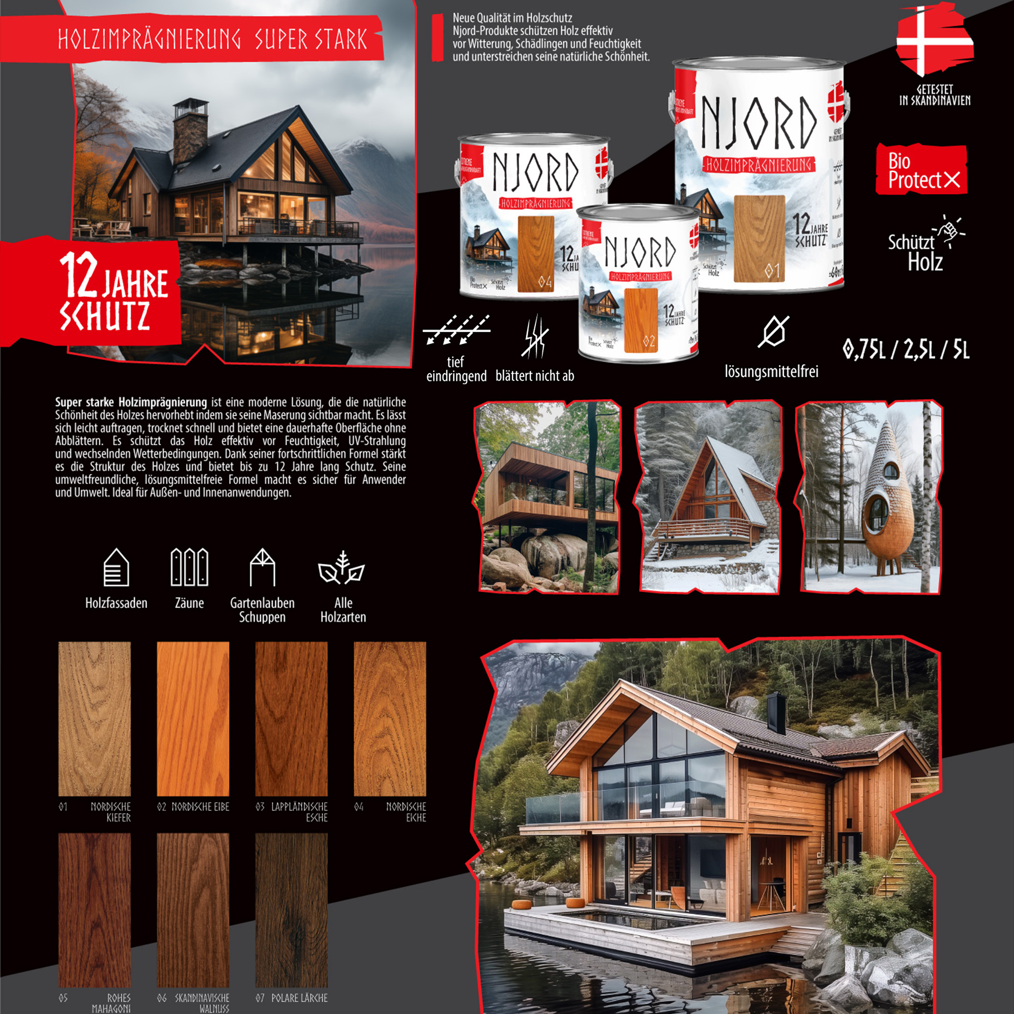 Impregnat do drewna ochronny NJORD Extreme (05) Rohes Mahagoni 0,75L Odporny na warunki atmosferyczne - obrazek 5