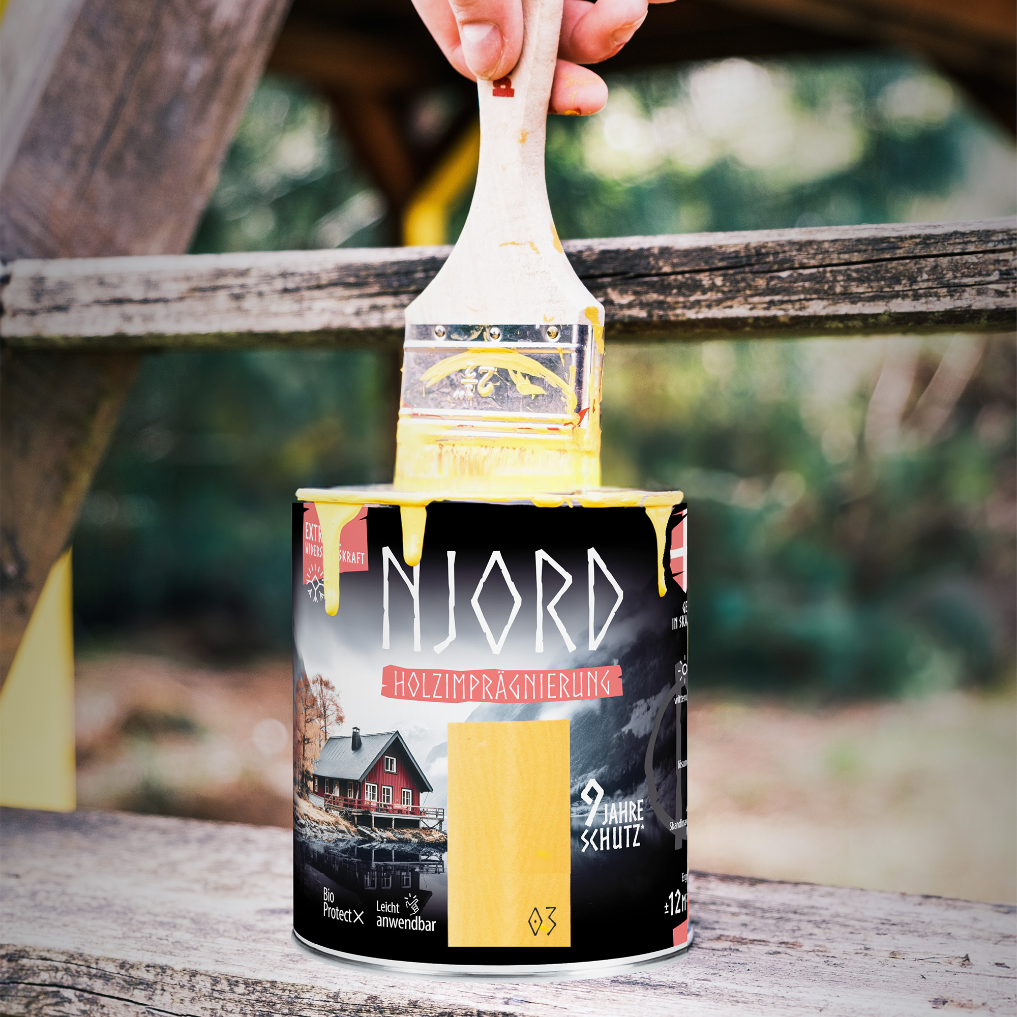 Ochrona, impregnacja drewna Njord (12) Neblige Wiese 2,5L Odporny na warunki atmosferyczne - obrazek 4