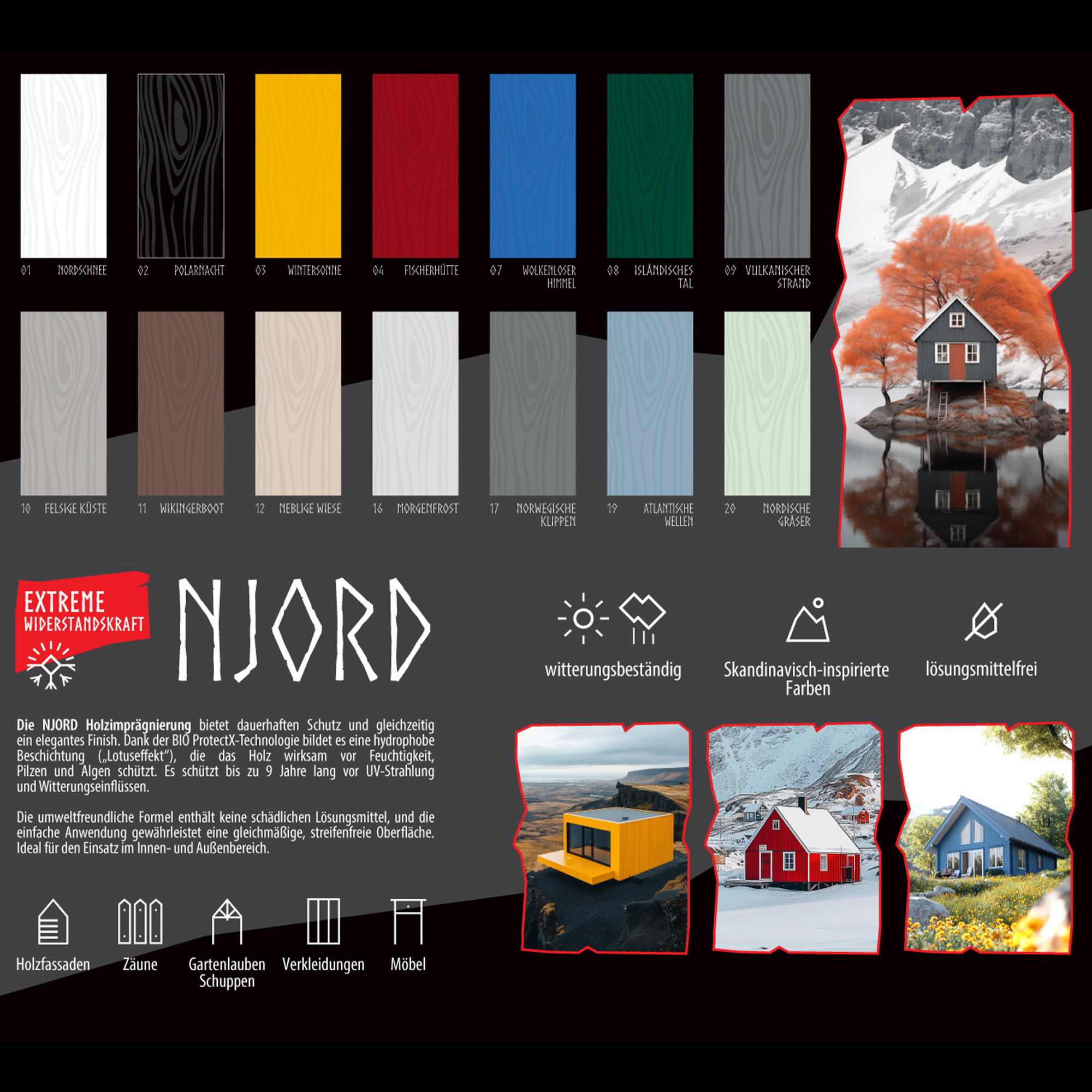 Ochrona, impregnacja drewna Njord (12) Neblige Wiese 2,5L Odporny na warunki atmosferyczne - obrazek 8