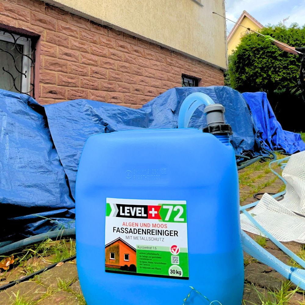 LEVEL+ Środek do czyszczenia elewacji, dachów i bruku z glonów, mchu i pleśni natychmiast z ochroną metalu L+72 - 30KG - obrazek 13