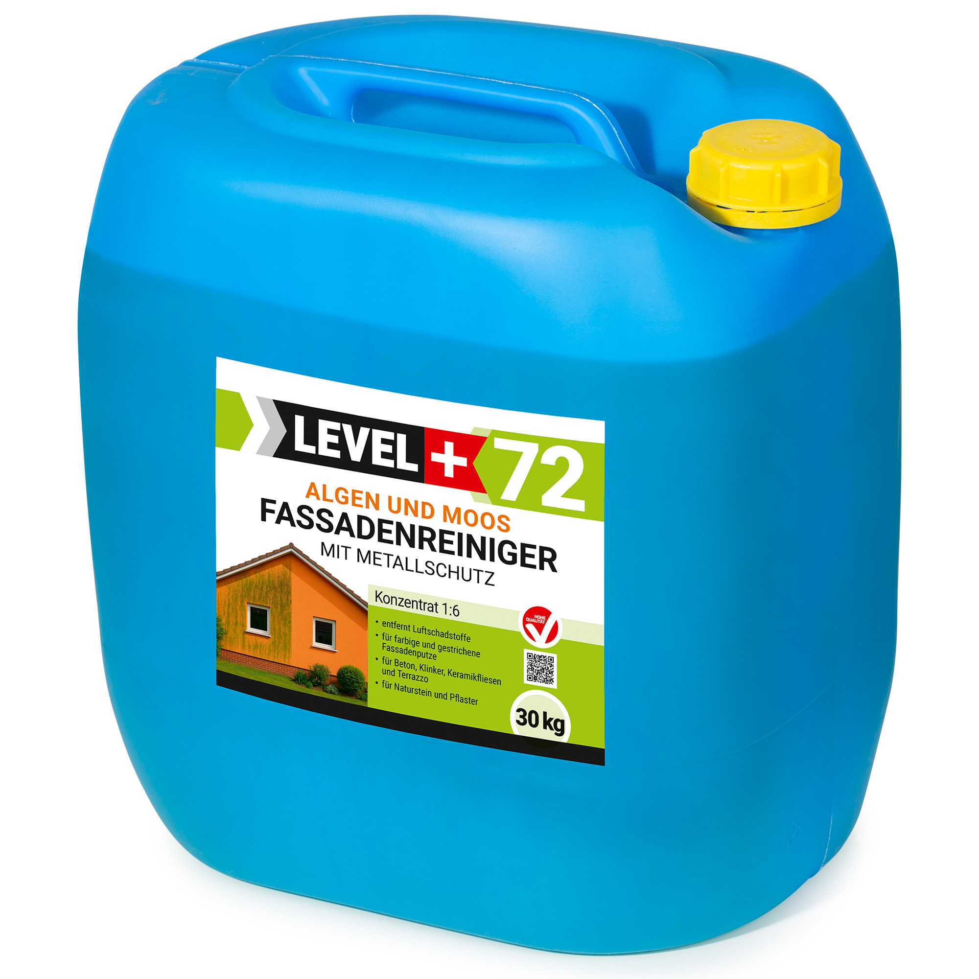 LEVEL+ Środek do czyszczenia elewacji, dachów i bruku z glonów, mchu i pleśni natychmiast z ochroną metalu L+72 - 30KG