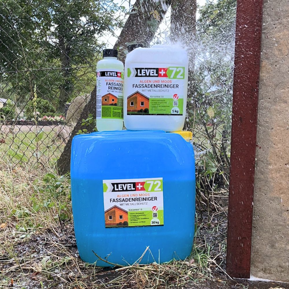 LEVEL+ Środek do czyszczenia elewacji, dachów i bruku z glonów, mchu i pleśni natychmiast z ochroną metalu L+72 - 30KG - obrazek 7