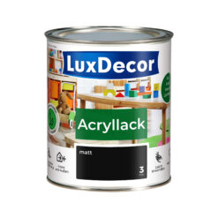 Emalia akrylowa 0,75L LuxDecor Lakier do metalu i drewna Mat (03) Absolut schwarz/Całkowicie czarny