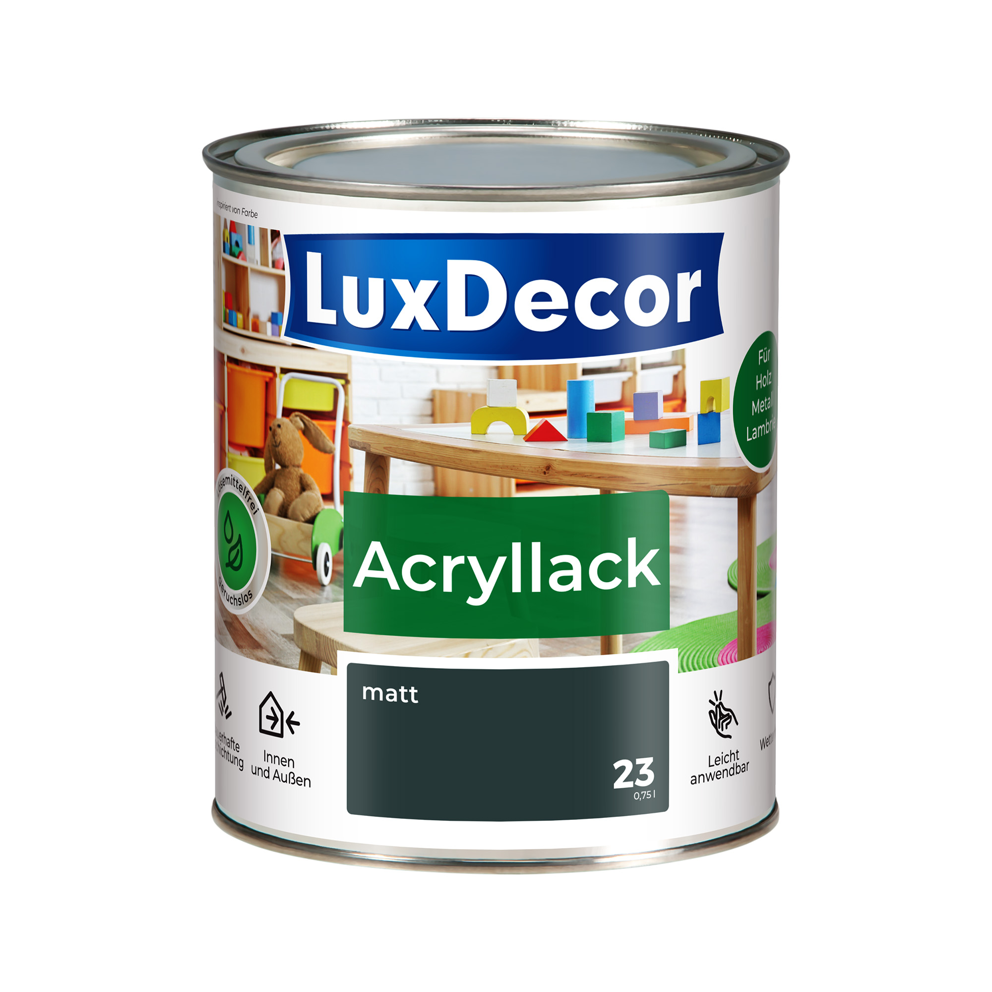 Emalia akrylowa 0,75L LuxDecor Lakier do metalu i drewna Mat (23) Berggipfel/Szczyty górskie