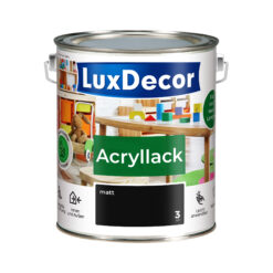 Emalia akrylowa 2,2L LuxDecor Lakier do metalu i drewna Mat (03) Absolut schwarz/Całkowicie czarny