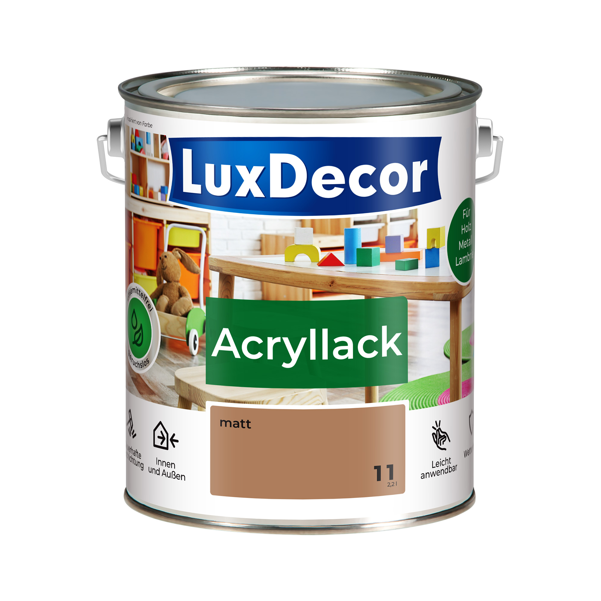 Emalia akrylowa 2,2L LuxDecor Lakier do metalu i drewna Mat (11) Caffe latte